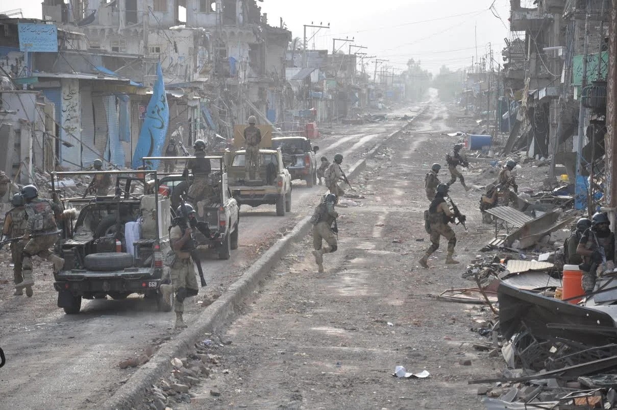 Mirali in North Waziristan during the 2014-2016 Zarb-e-Azb operation. Over 800,000 people were displaced from the region in just a few months after the operation started. One of PTM’s demands is to hold the state accountable for the immense destruction of property as a result of indiscriminate army actions. The Source: Wikipedia