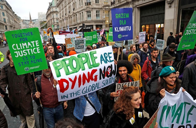 Demonstrations in central London prior to the United Nations climate change conference in Poland in December 2018. Image:    Reuters/Peter Nicholls via Techengage