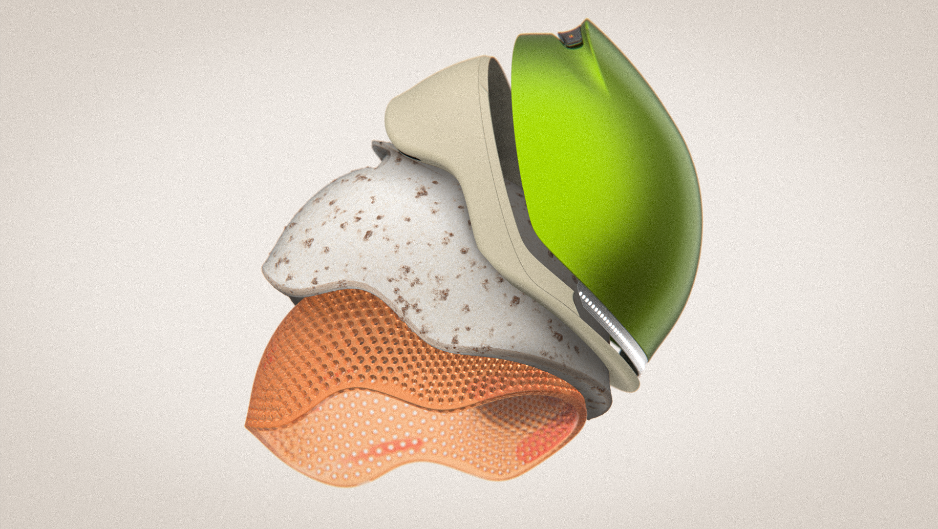Multiple impact and crush materials can be layered to create a dynamic and safer helmet.