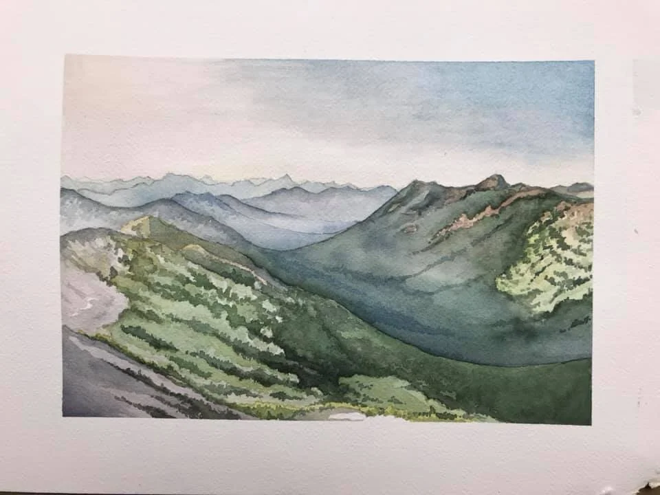 Slate Peak lookout watercolor