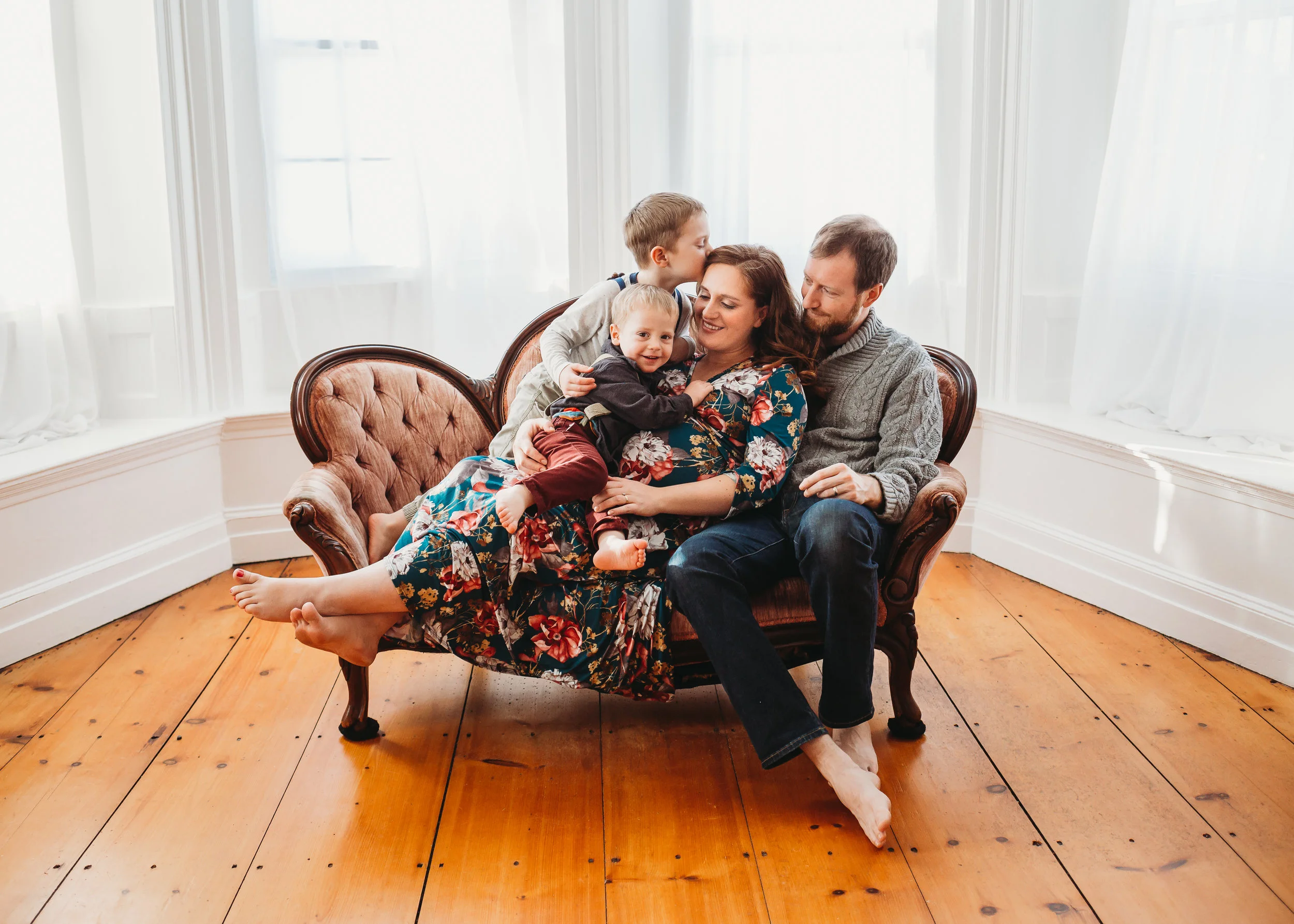 Maternity Family Photo Session In-Studio | Boston Family Photographer
