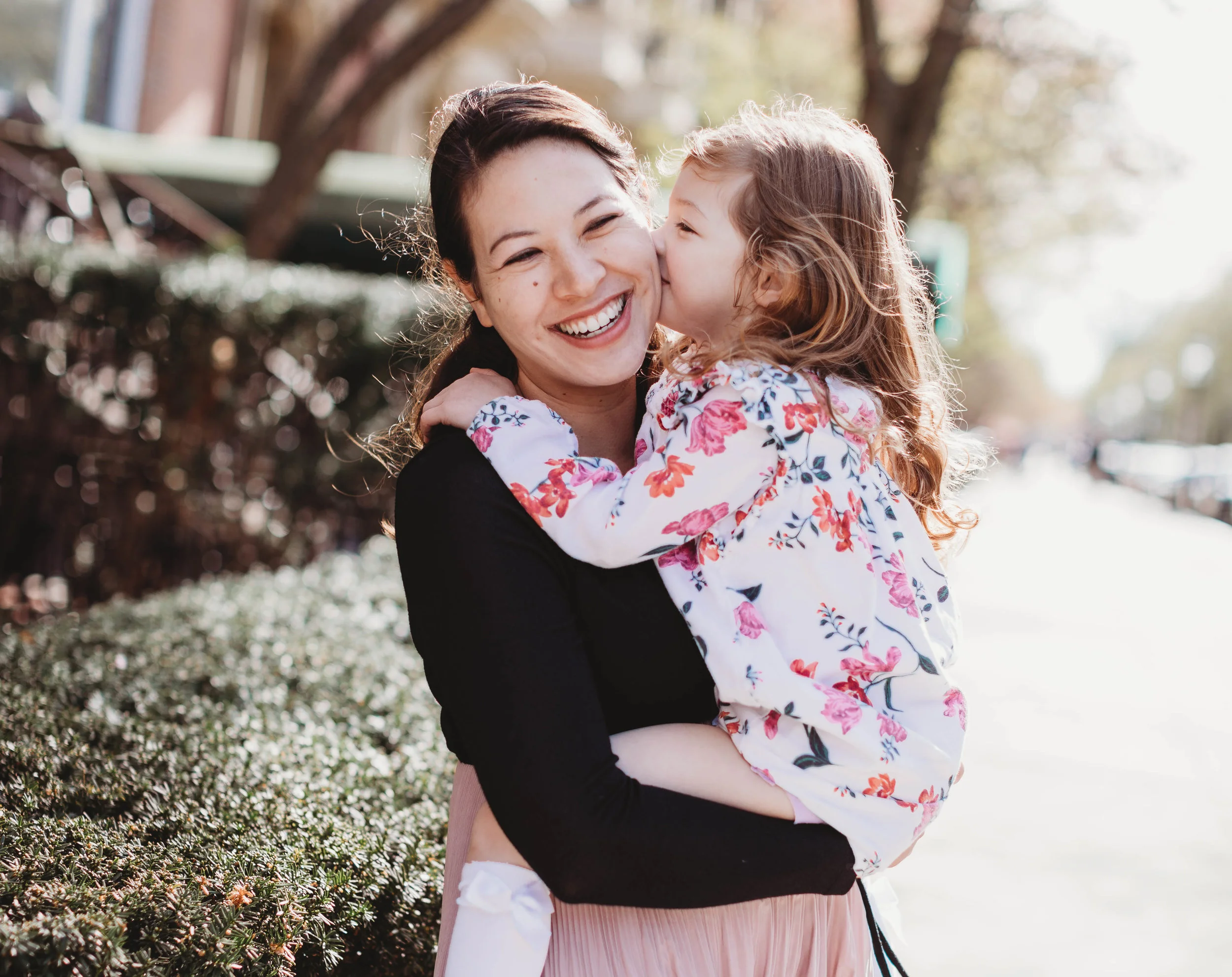 Mom and toddler daughter. Boston maternity photographer. Springtime family photos.