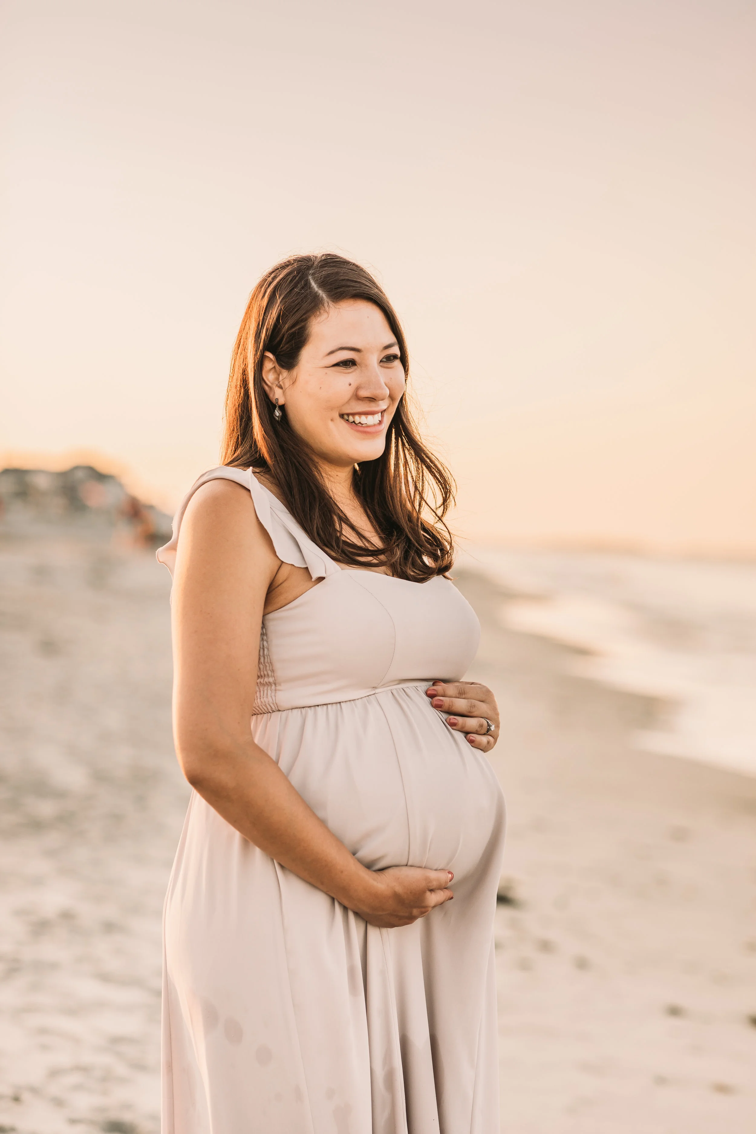 Pink Sunset Maternity Photography Session in Scituate, Massachusetts
