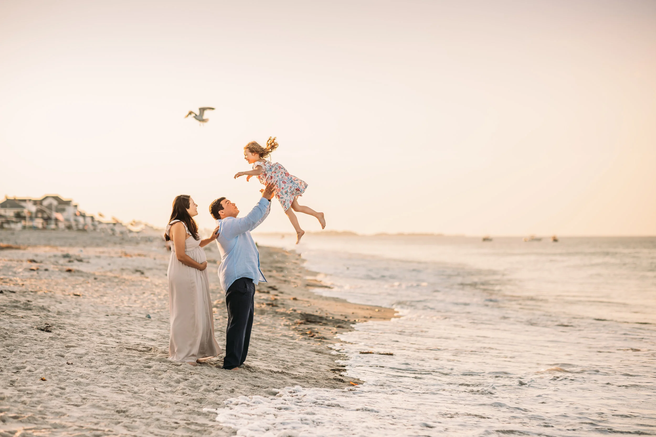 Christine and Mario: Pink Scituate Beach Family Session | Boston Maternity Photographer