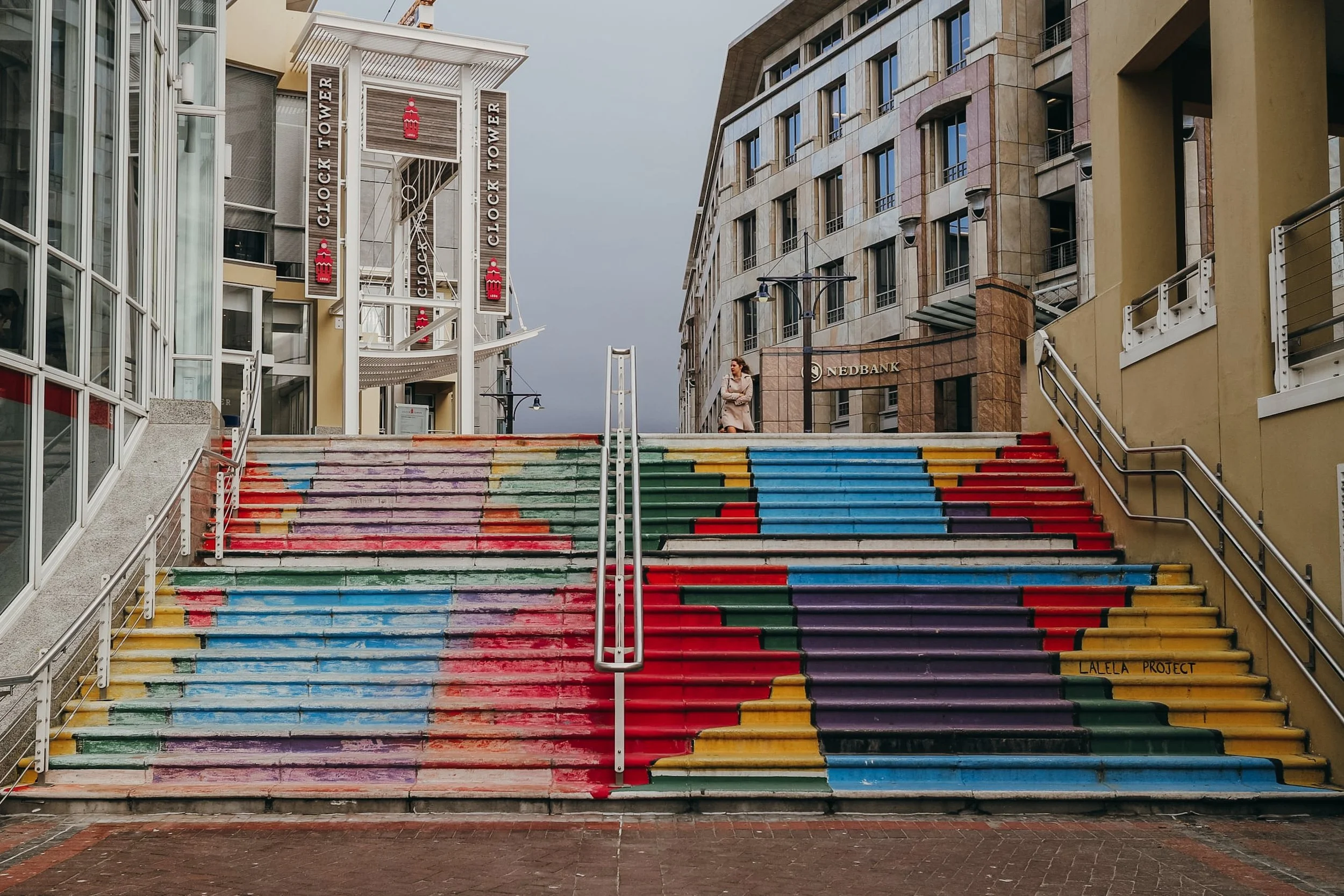 vibrant colourful steps at the V&A Warerfront