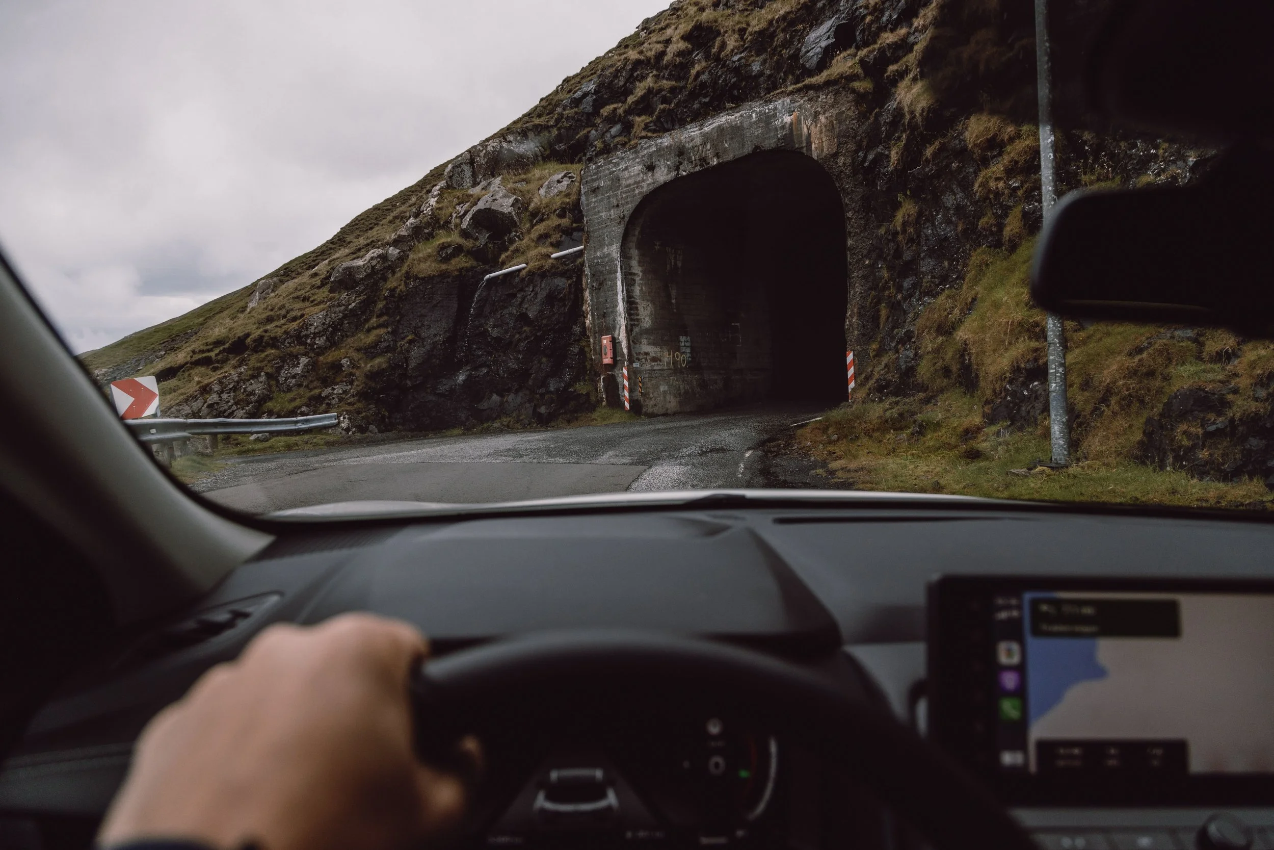 driving in Suduroy through the tunnels