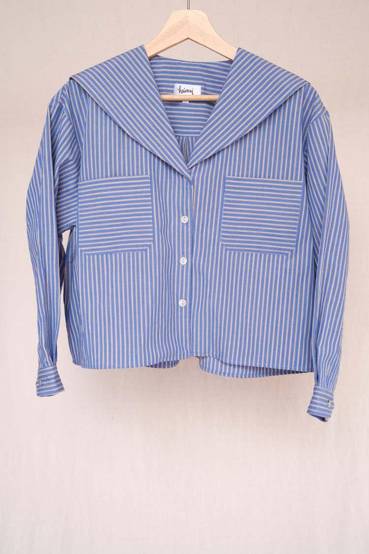 MARINERO blouse in the office striped poplin fabric