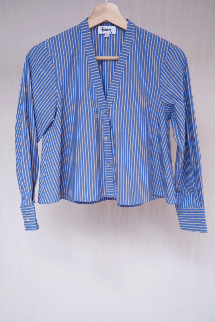 OLIVIA blouse in the office striped poplin fabric