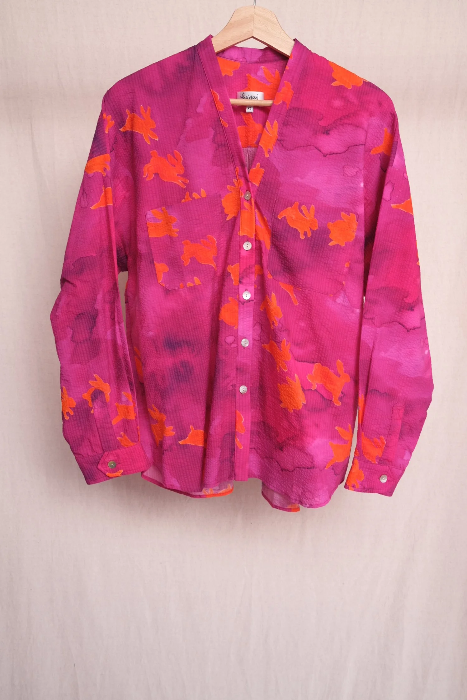 SAM shirt in the purple red bunnies print - XL