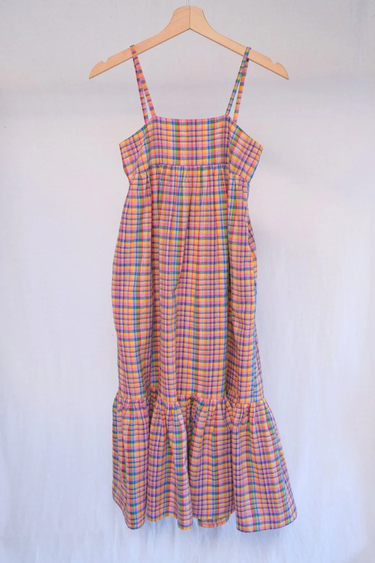 DAIZE dress in the pink candy plaid fabric  - S, M, L