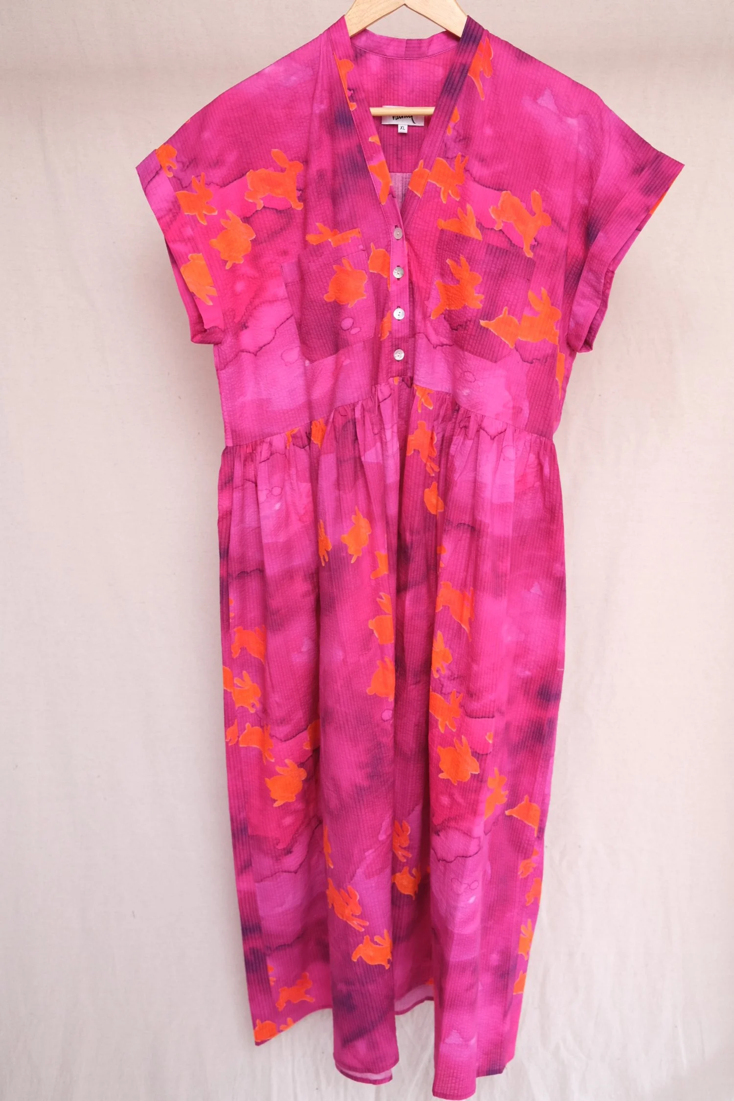 NOE dress in the purple red bunnies print - XL