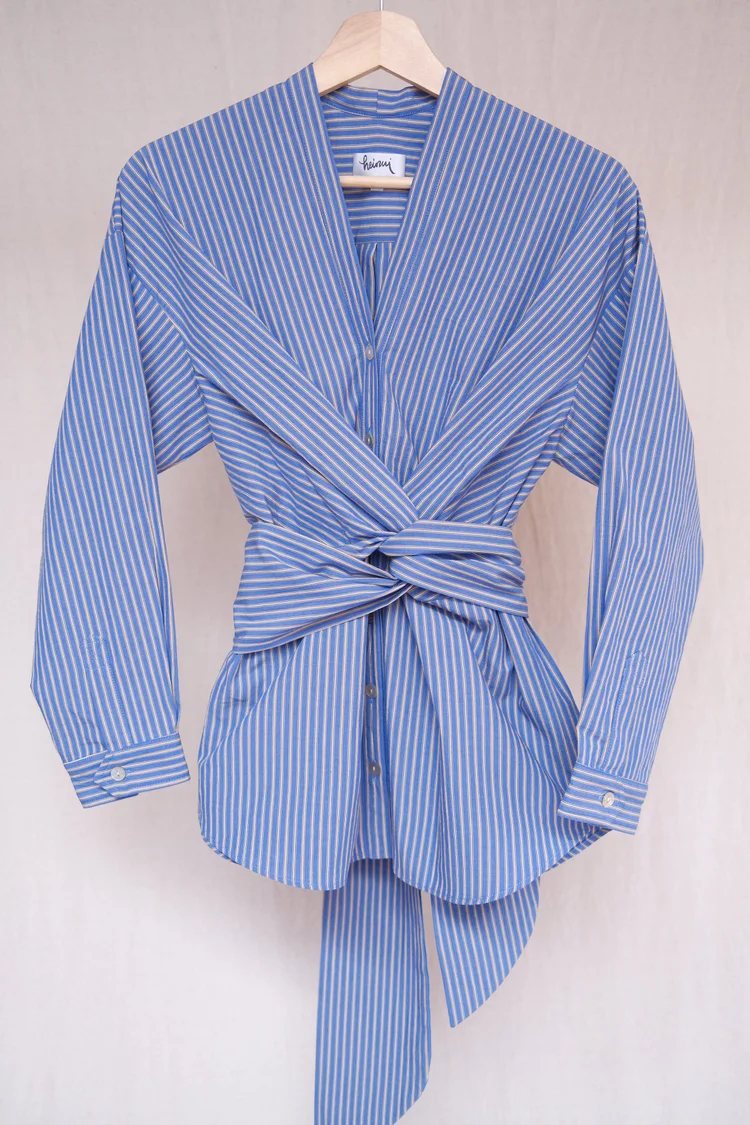VITTO blouse in the office striped poplin fabric