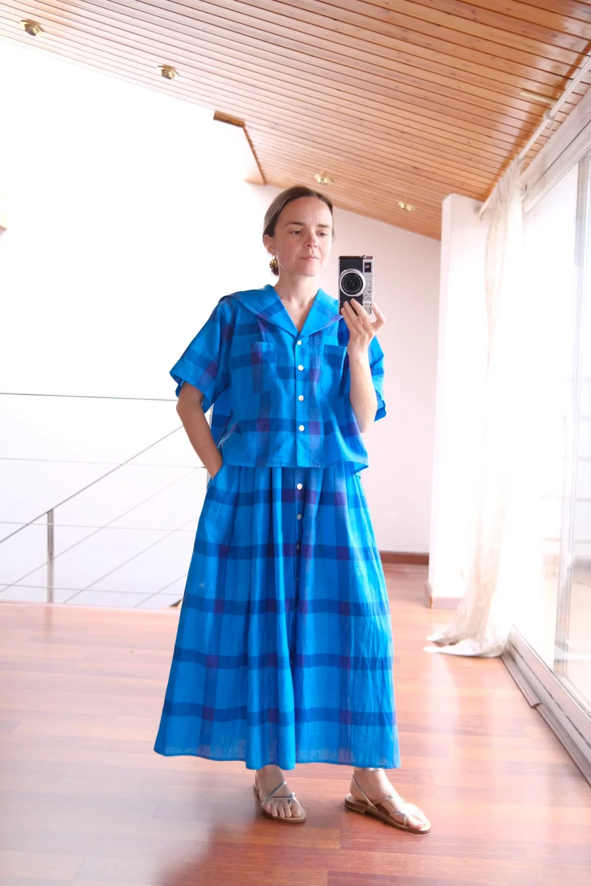 MARINO shirt in the bright turquoise plaid fabric