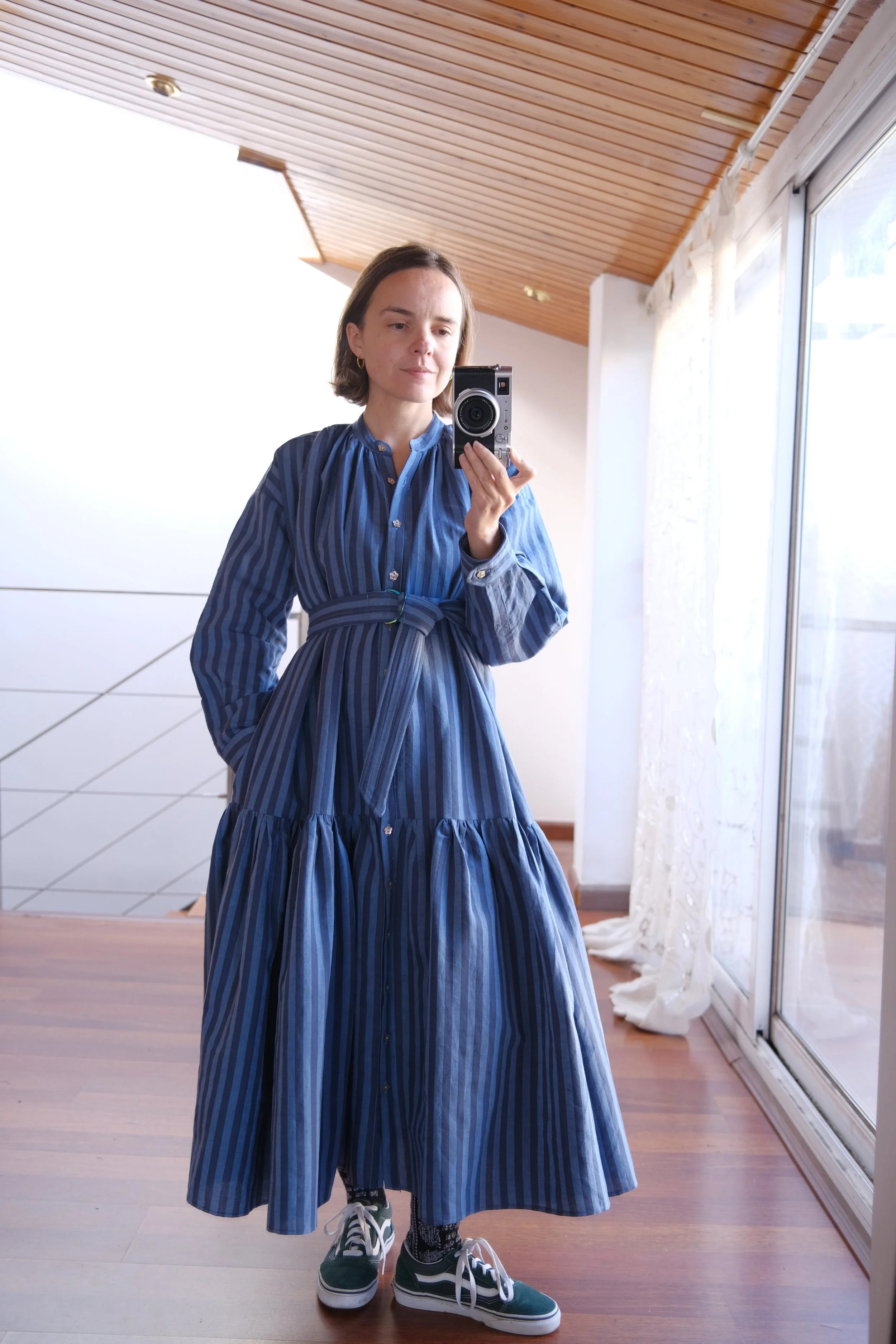 CORAL dress in the blue/blue striped fabric