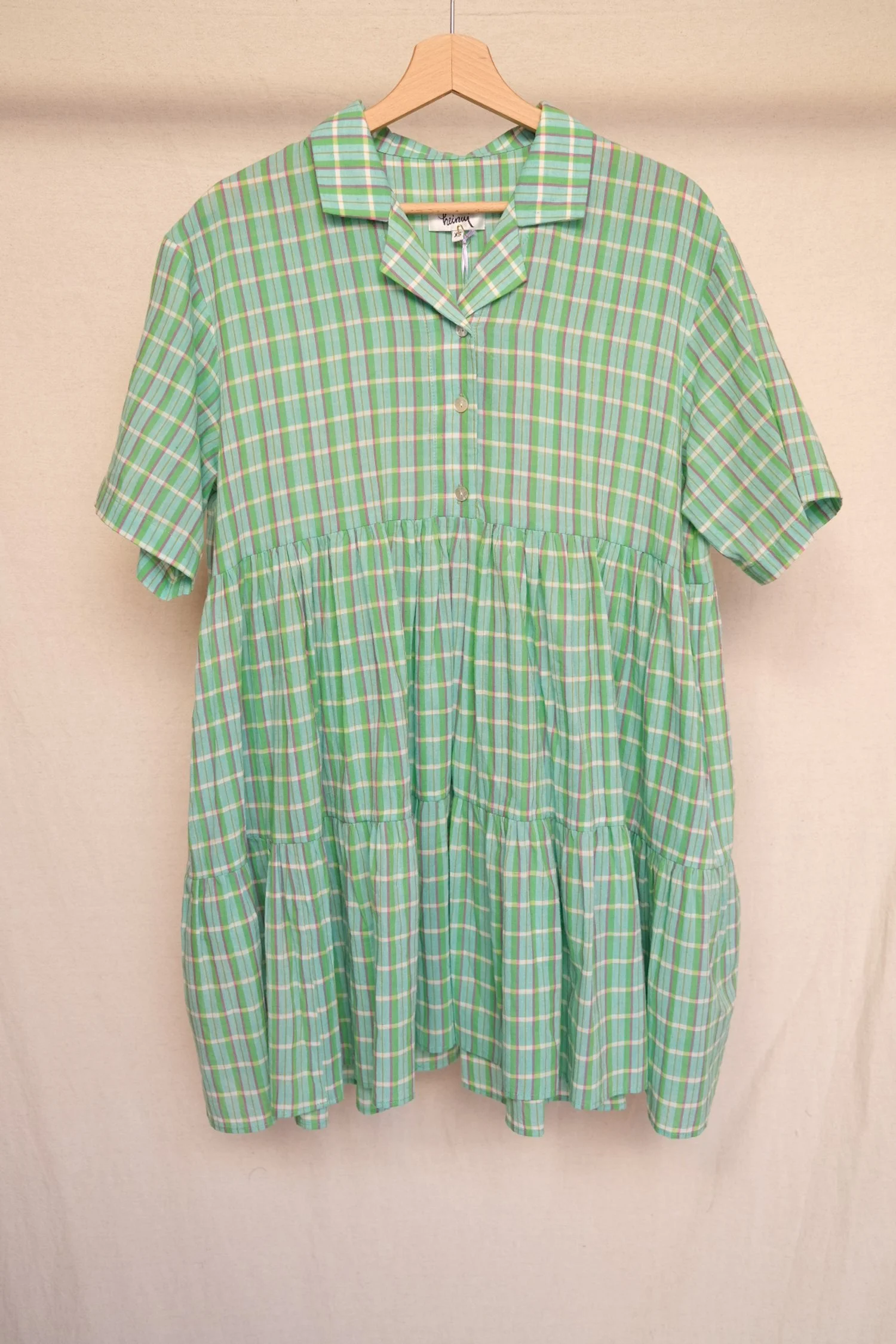HUGO dress in the green multicolor plaid fabric - XS