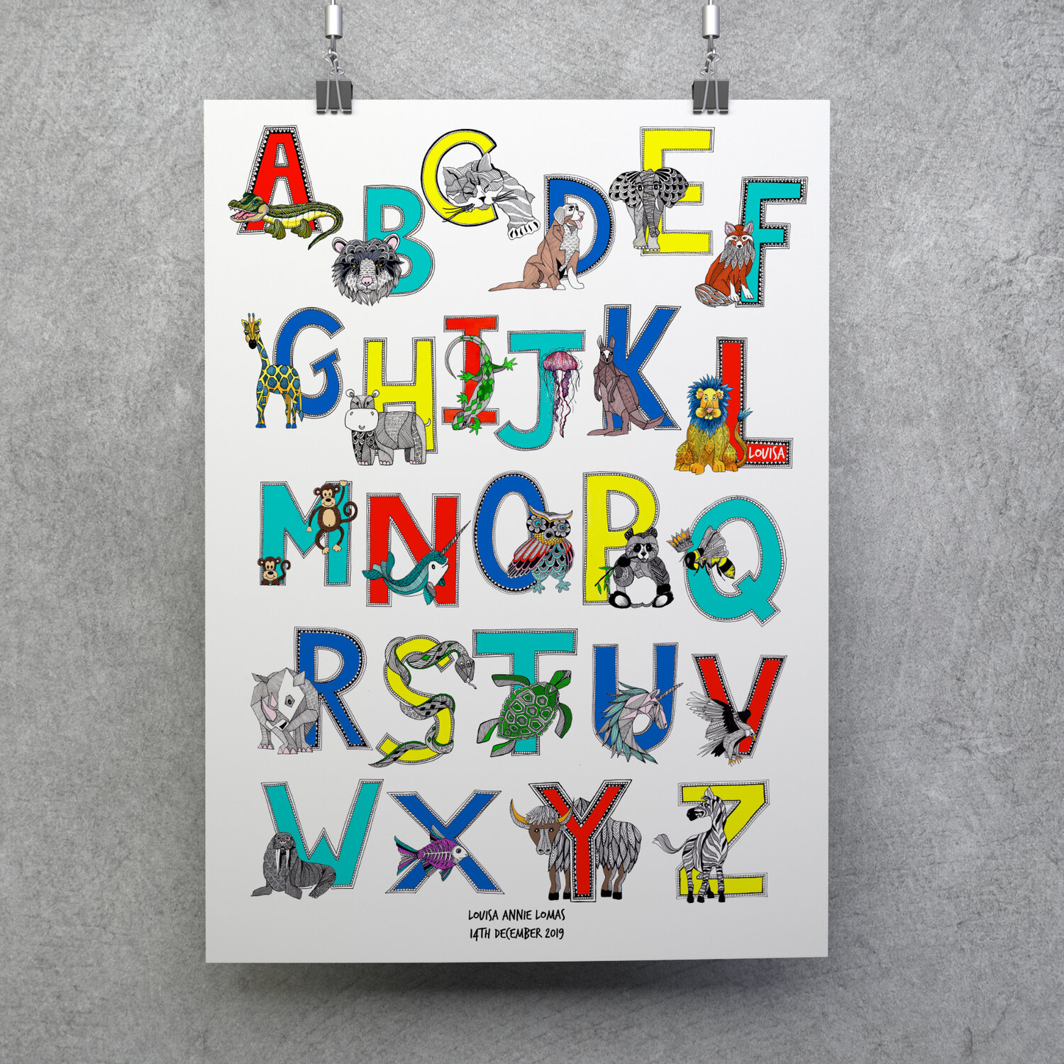 Animal Alphabet A-Z Giclee Nursery Print- 2 Sizes - Bright Colour — Katie  Clement Illustration