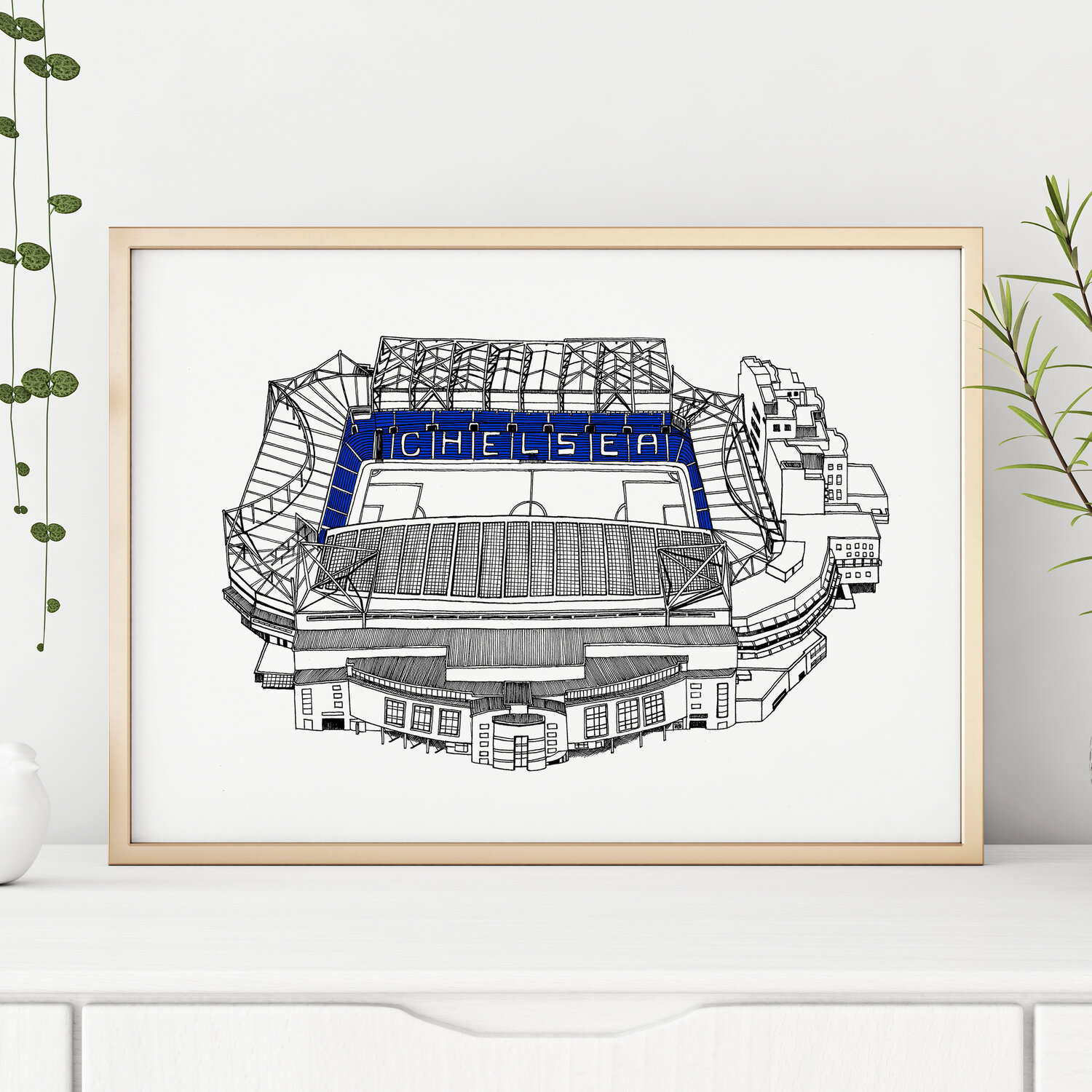 Chelsea Football Stadium- Stamford Bridge Print- Unframed Art Print-Various  Sizes — Katie Clement Illustration