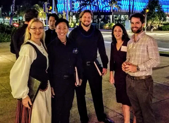 The Karolers gathering in front of Tango Restaurant with Maarit. Bonus – we ran into the Hoovers! 