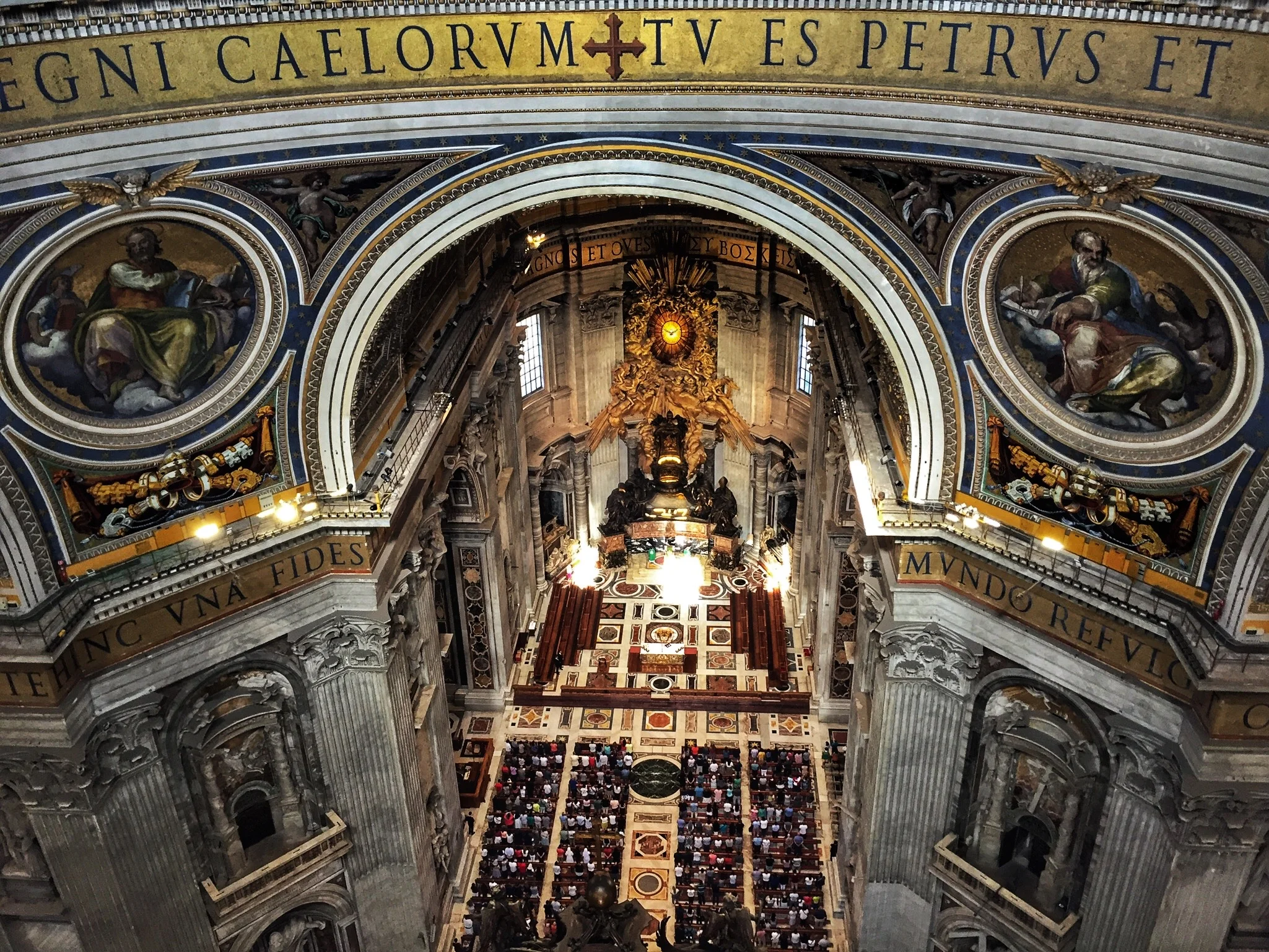 A view of the nave from up above. This is not the top of the dome, however. 