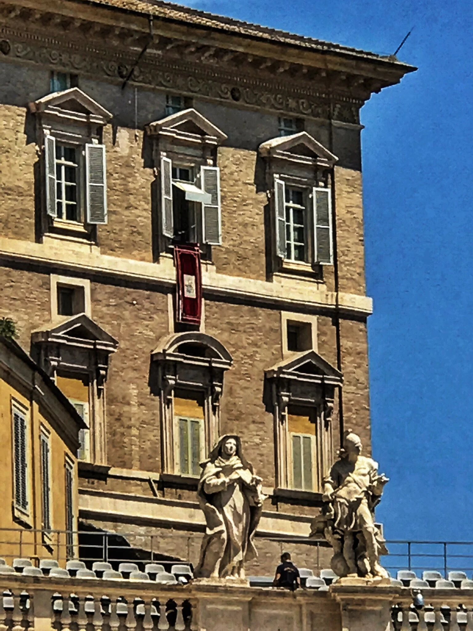 Oh my gosh, oh my gosh! Can you spot the Pope? We couldn't either! But he was there!