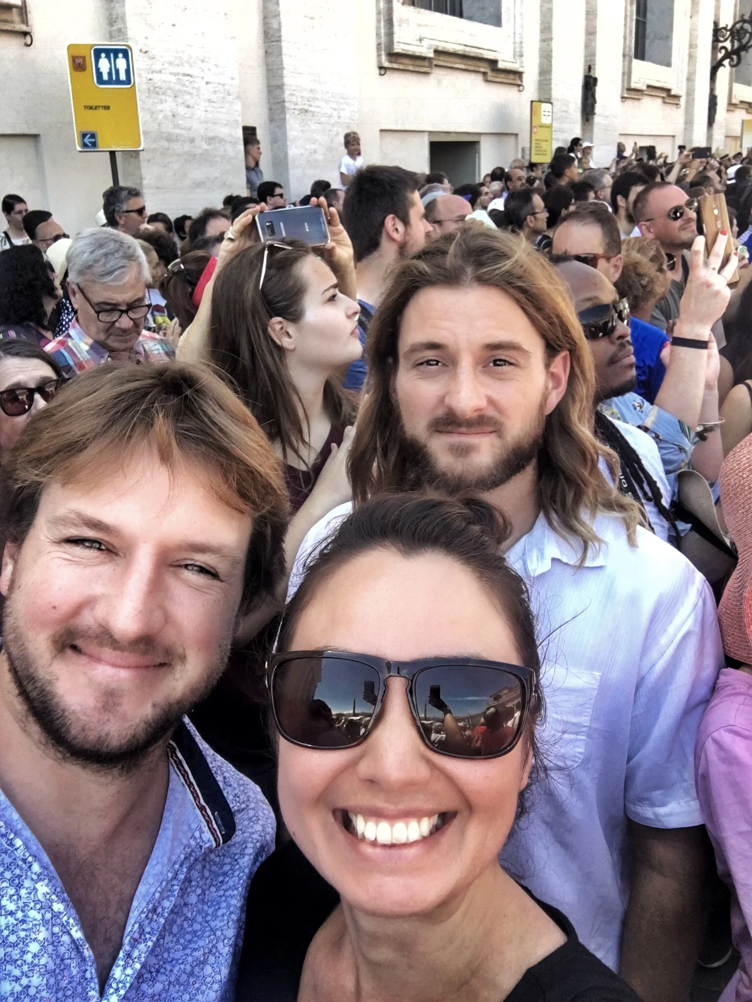 The crowd goes wild for Pope Francis! The excitement definitely RUBBED OFF on us! 