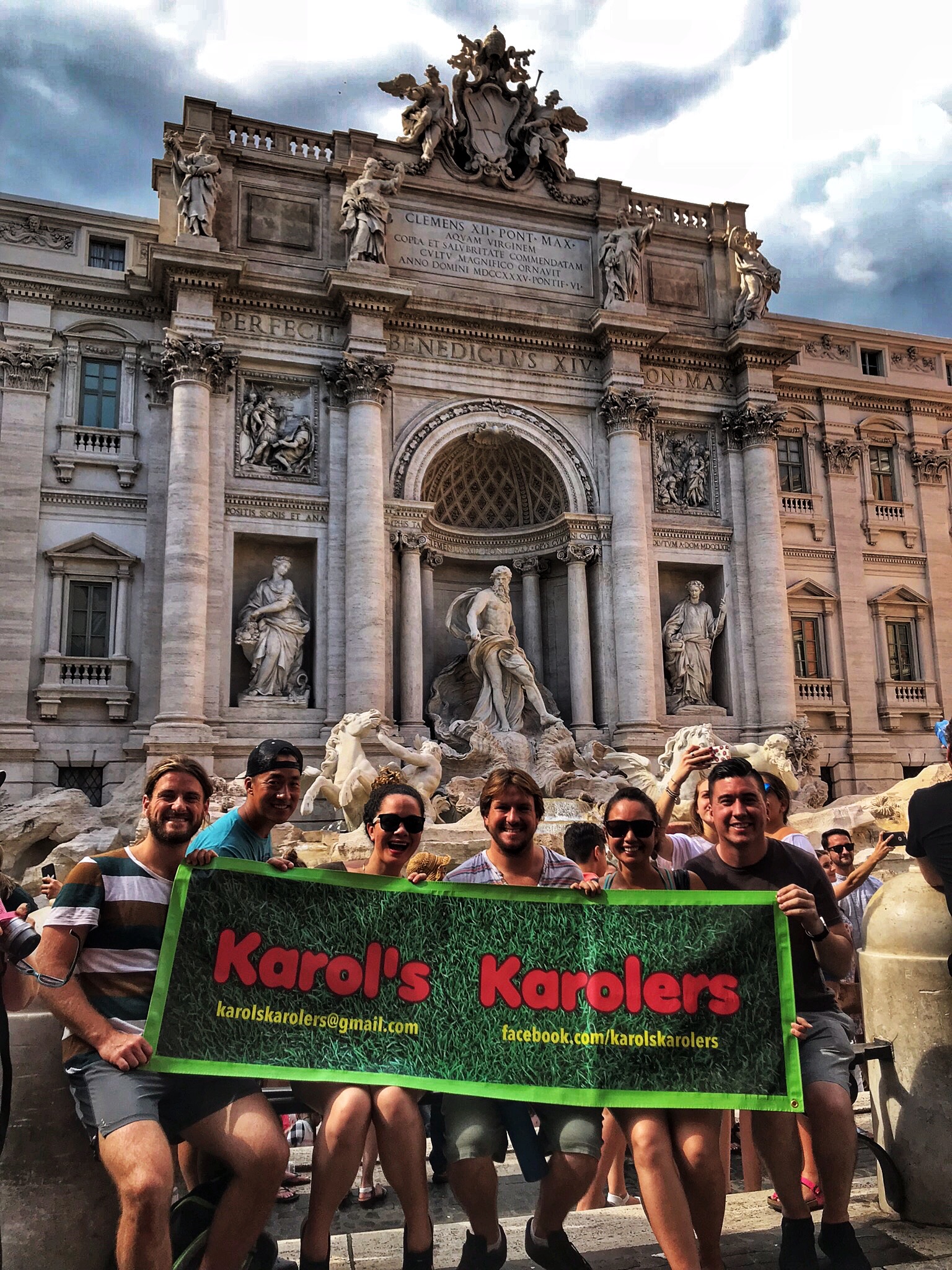 The Trevi fountain, behind us. Keane tossed in a coin, I guess we will come back! 