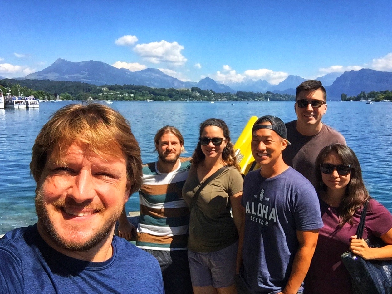 A group selfie by the lake! 