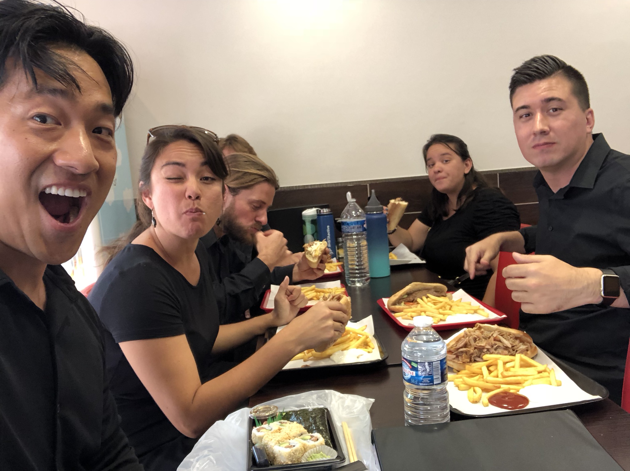 We made a quick stop for kebabs before catching the train! 