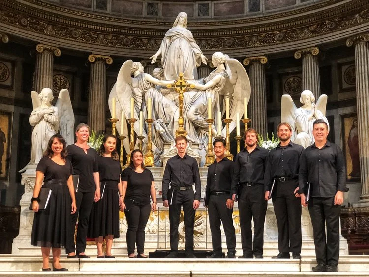 The Karolers performed across Europe in June and July 2018. In this picture, part of the group is ready to sing at La Madeleine in Paris.