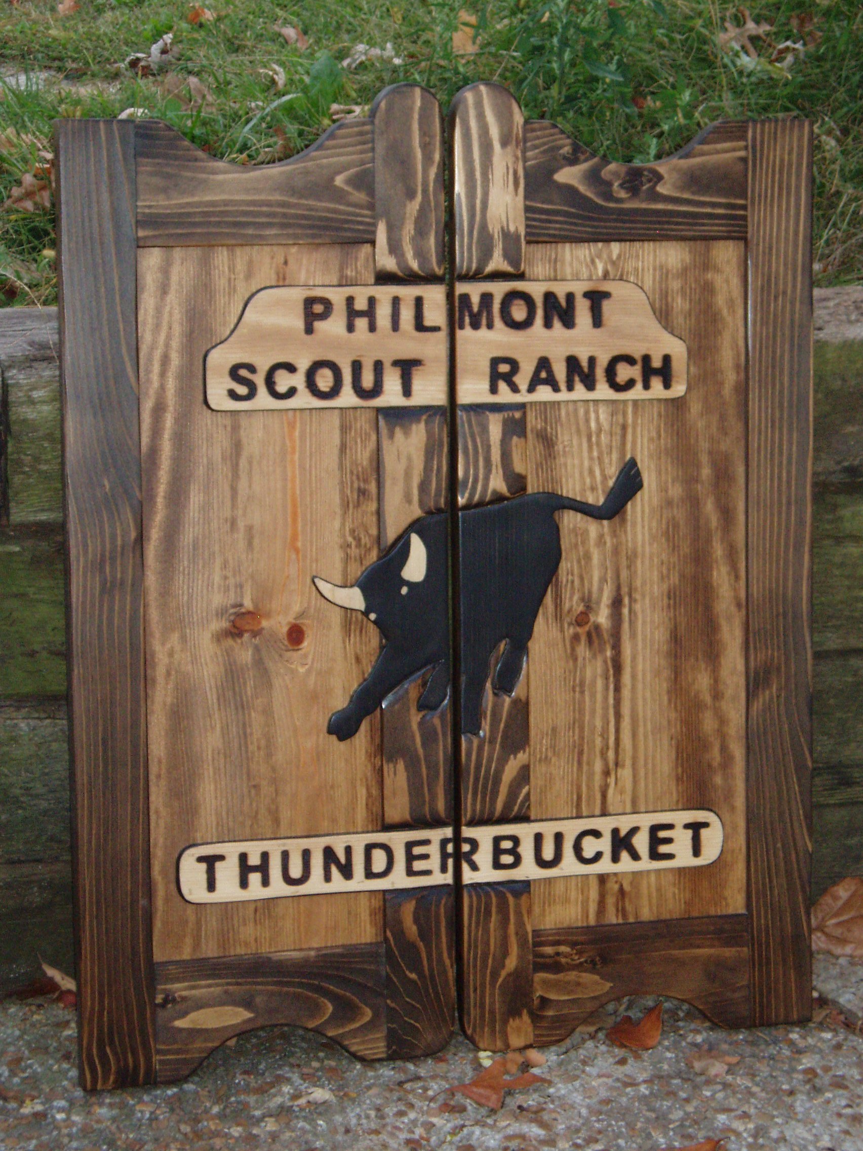 Philmont Scout Ranch western saloon doors with bull