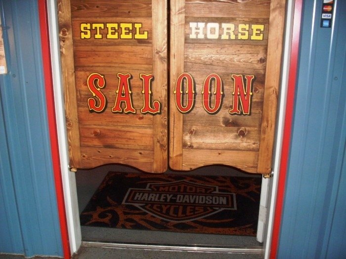 Steel Horse Saloon hand-painted western saloon doors