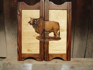 Western saloon doors with brahma bull
