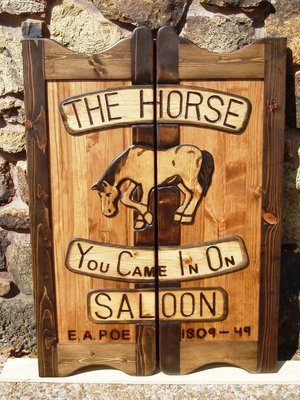 The Horse You Came In On Saloon western saloon door with company logo