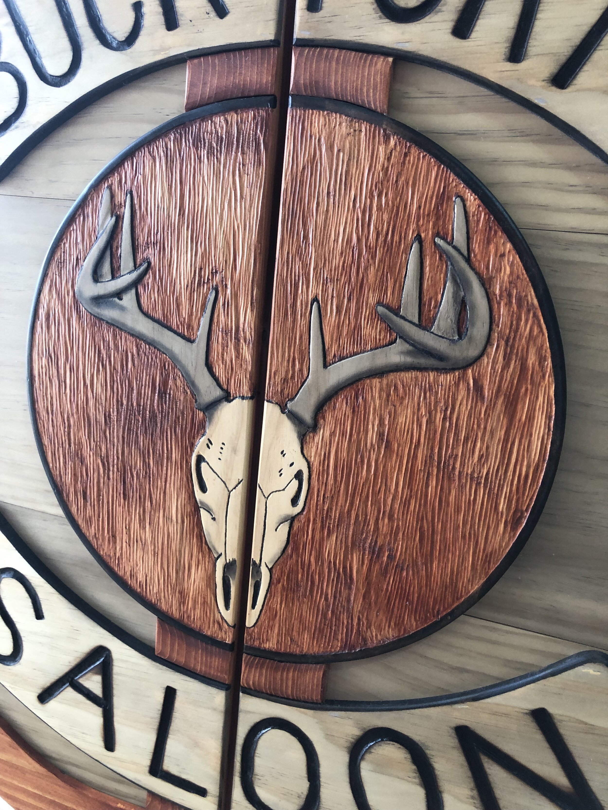 Carved deer skull