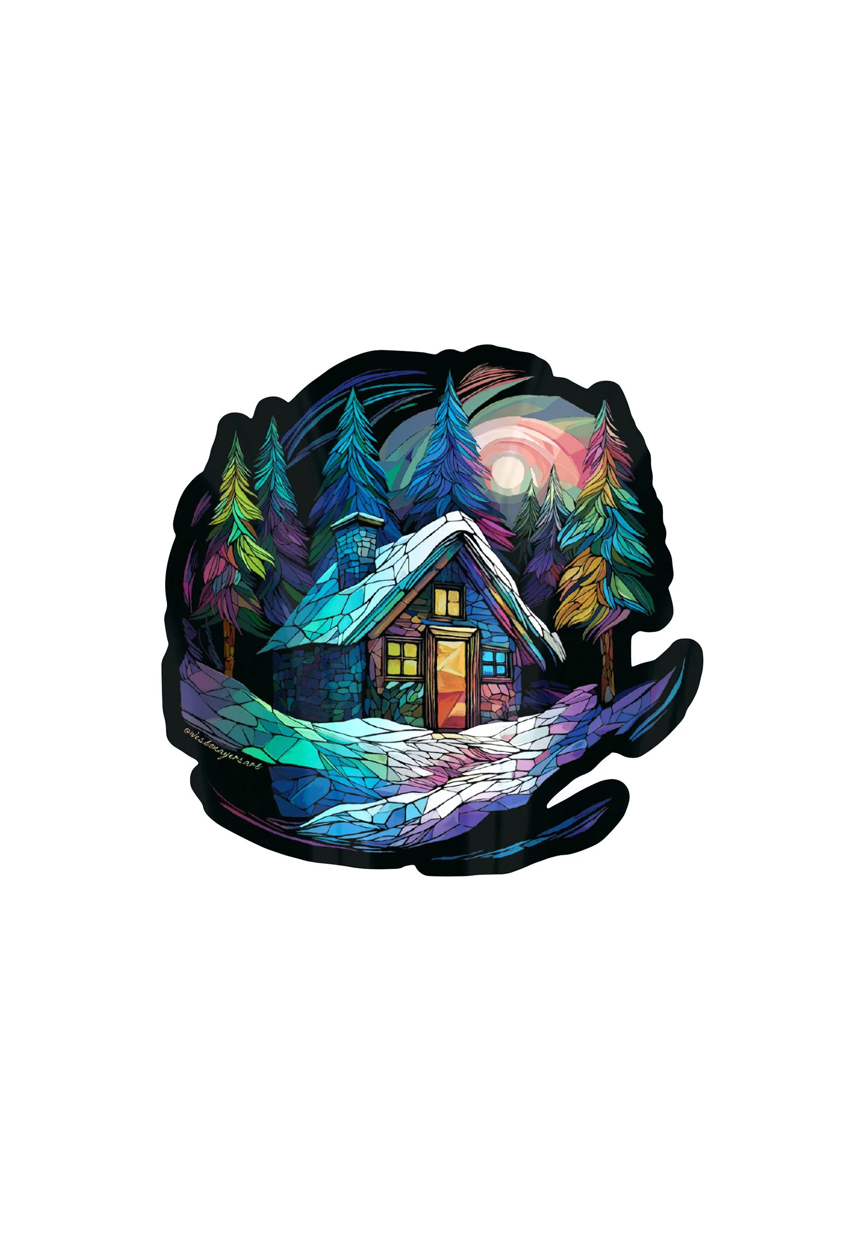 frosted disco lodge weston ayers art holographic sticker.jpg
