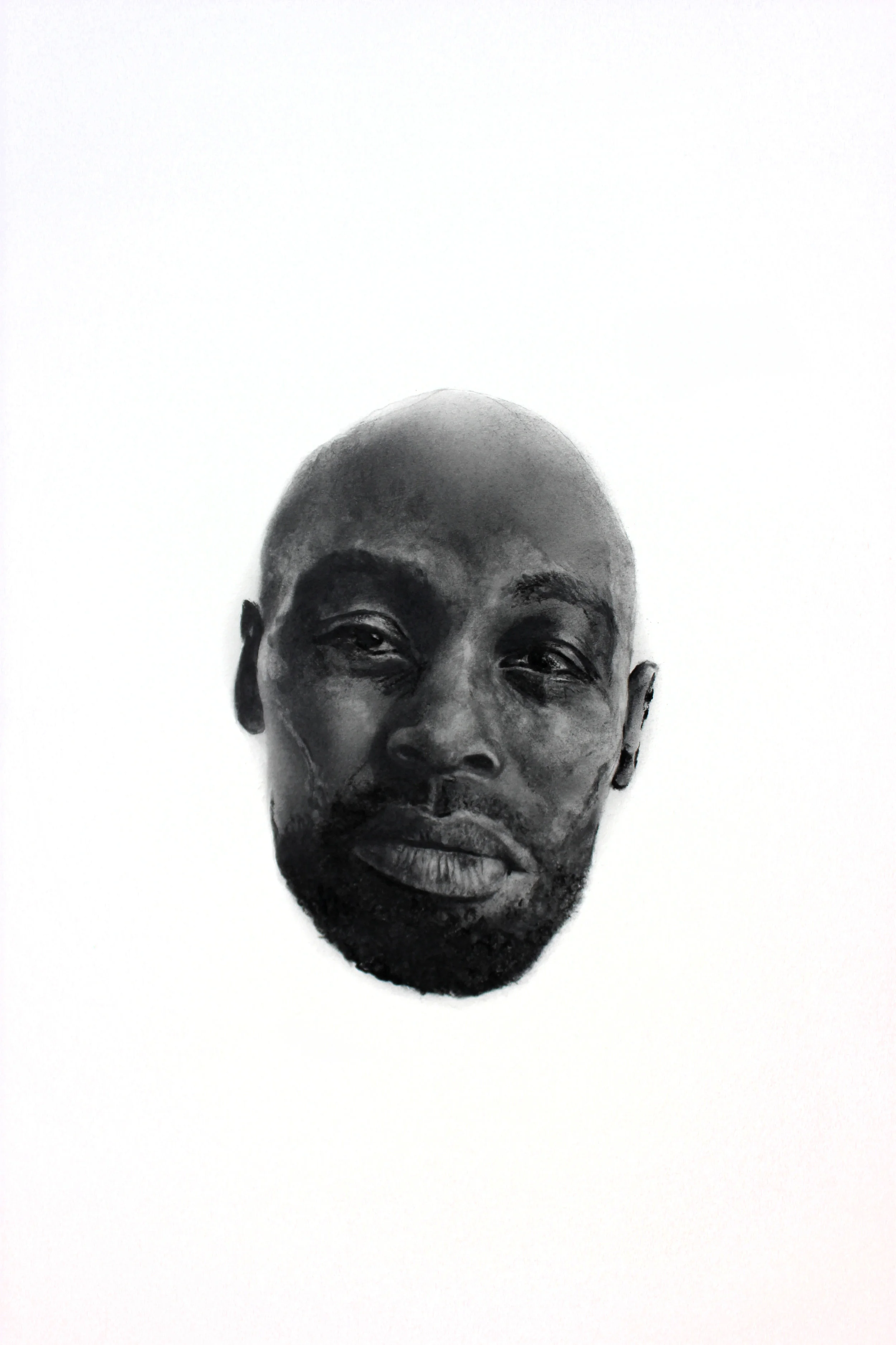 Jelka von Langen's portrait of a boxer / 2017 / powdered graphite + charcoal / Based on a portrait from the photo-series ‘Territory‘ by photographer Jelka von Langen , documenting boxers in Weißensee, near Berlin.