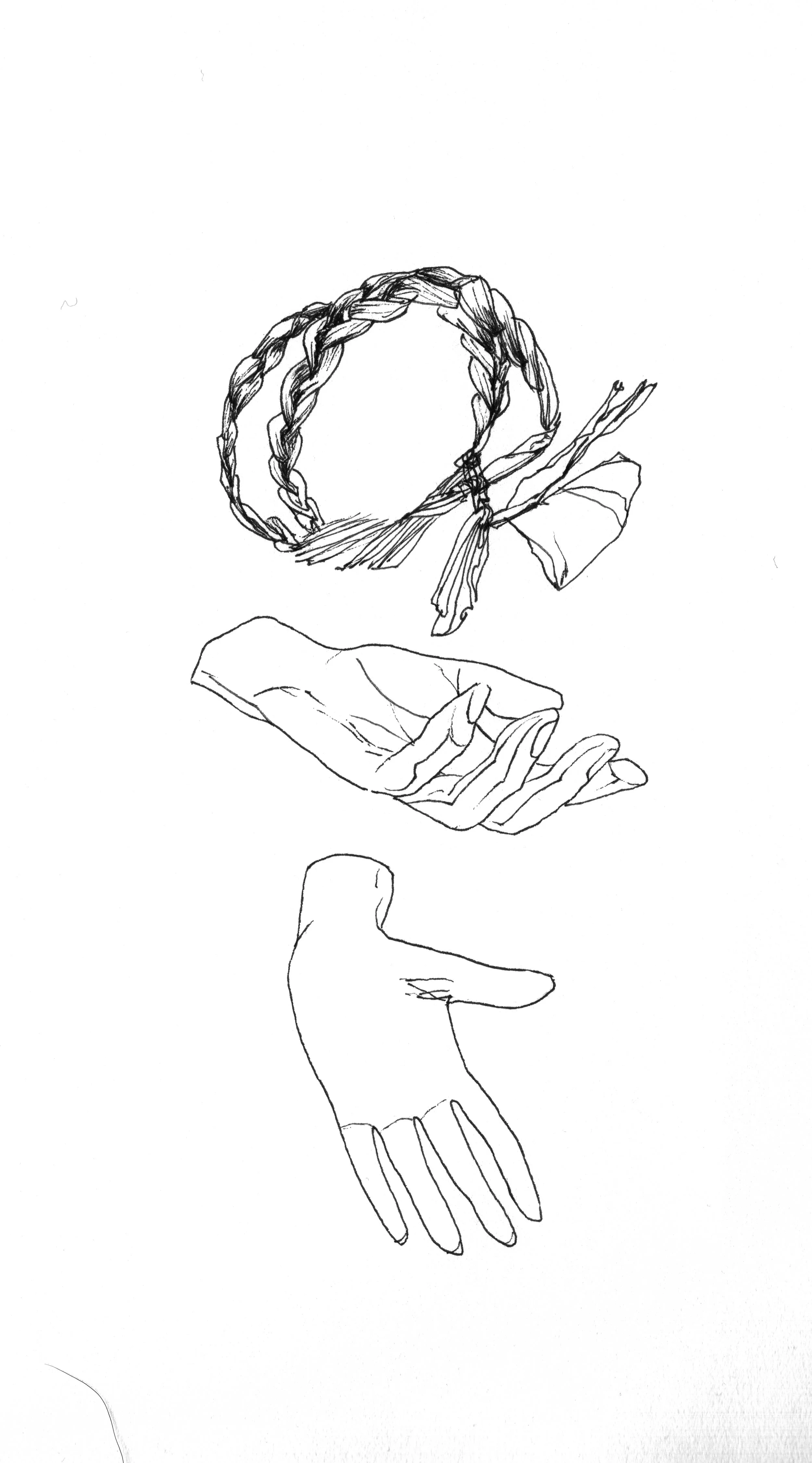two fake hands, two real braids at the thrift in vancouver