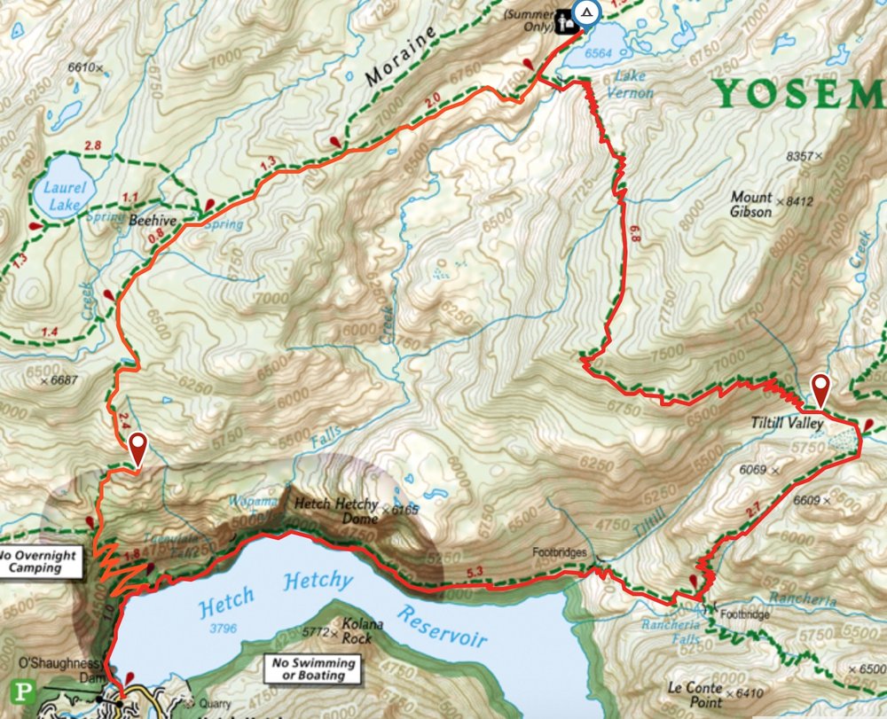 Hetch Hetchy Trail Map Backpacking Hetch Hetchy To Lake Vernon, Yosemite Np — Backcountry Emily