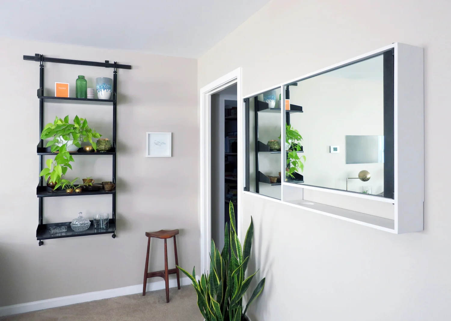 CURIO Shelving System & VANITY Mirrored Cabinet