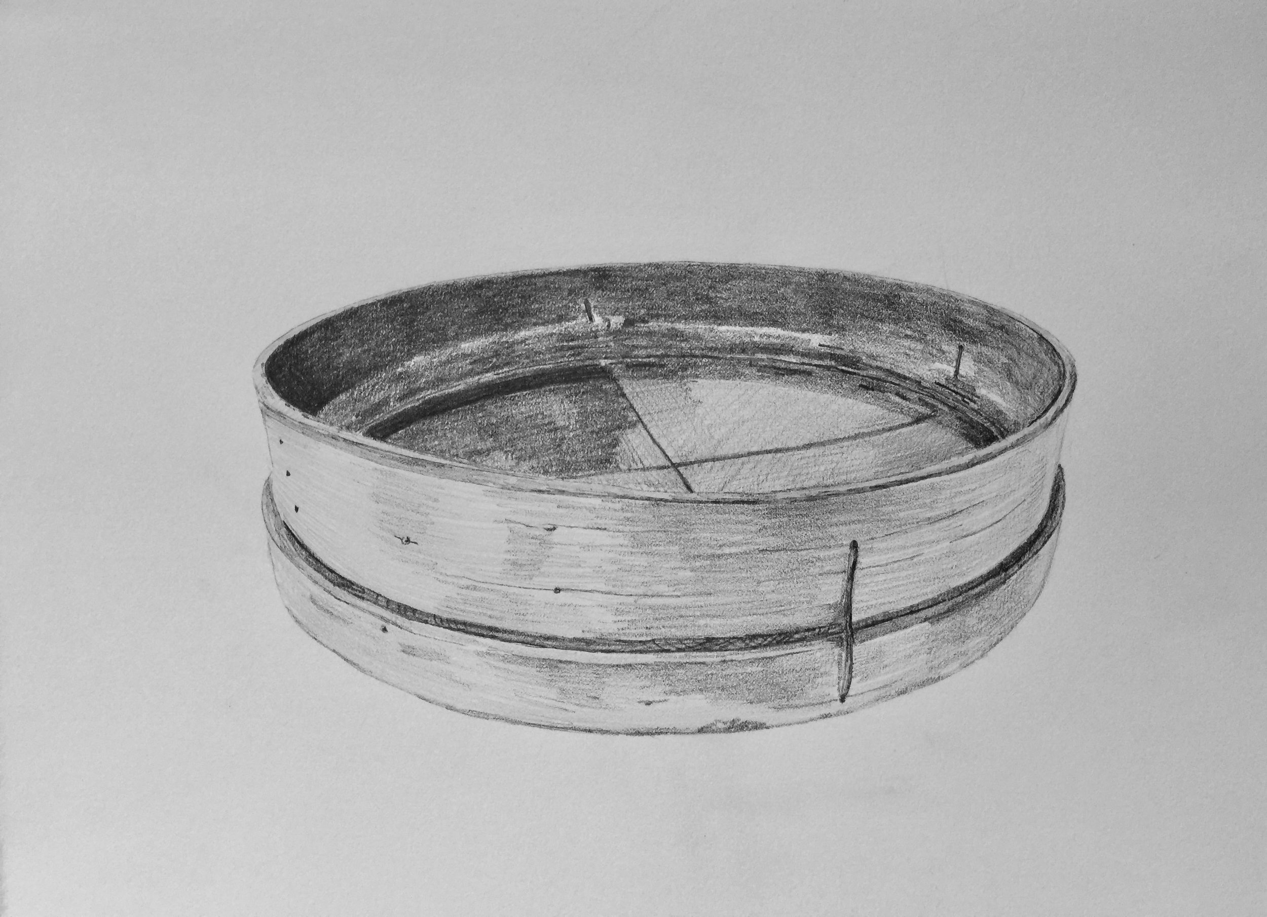   Audrey's Sieve  2016, 28x38cm, graphite on paper 