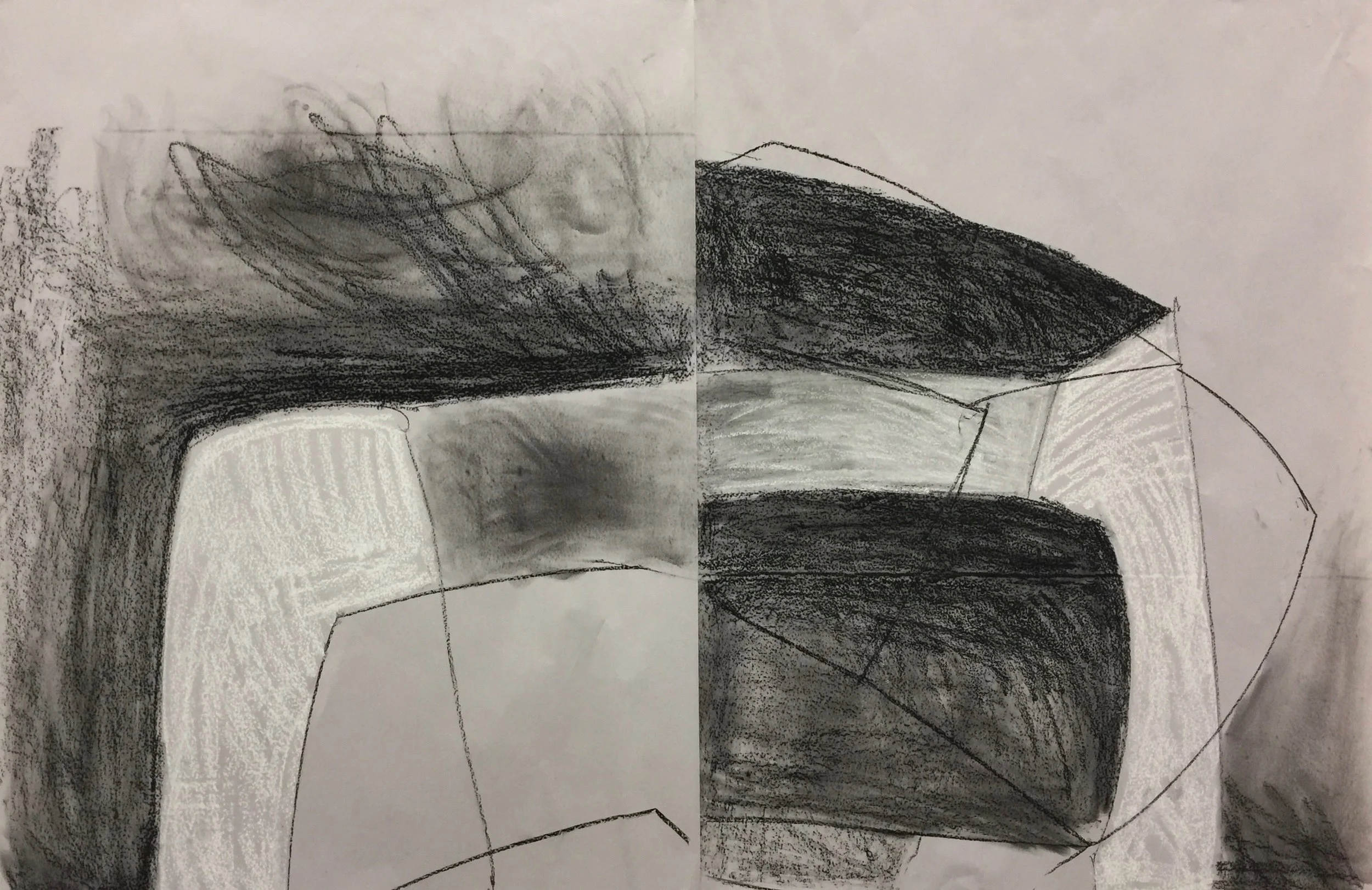   Looking Through  2017, 84x 118cm,&nbsp;charcoal and pastel on paper 