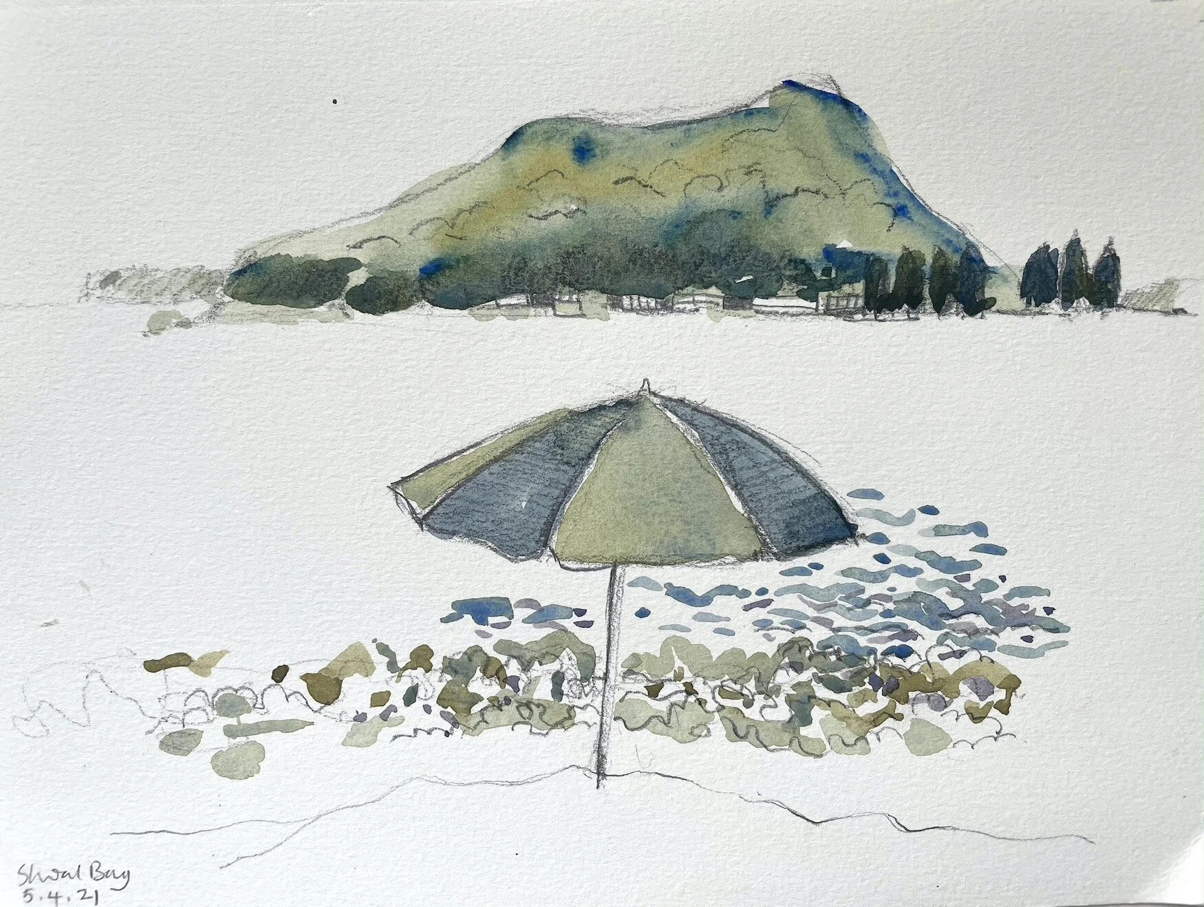   Shoal Bay II  2021, 15x21cm, watercolour and graphite on watercolour paper 