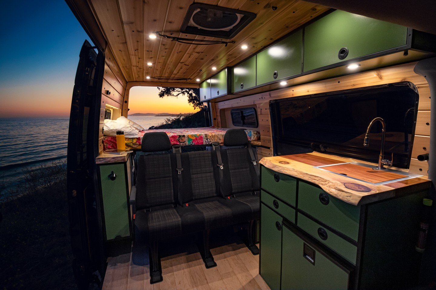 ✨This build just left the shop and is ready to go on family adventures this summer🌄🏞.
The design has a lot of inspiration from some of our other &quot;family&quot; builds. The photos don't do much justice on how good the algae green cabinets go wit