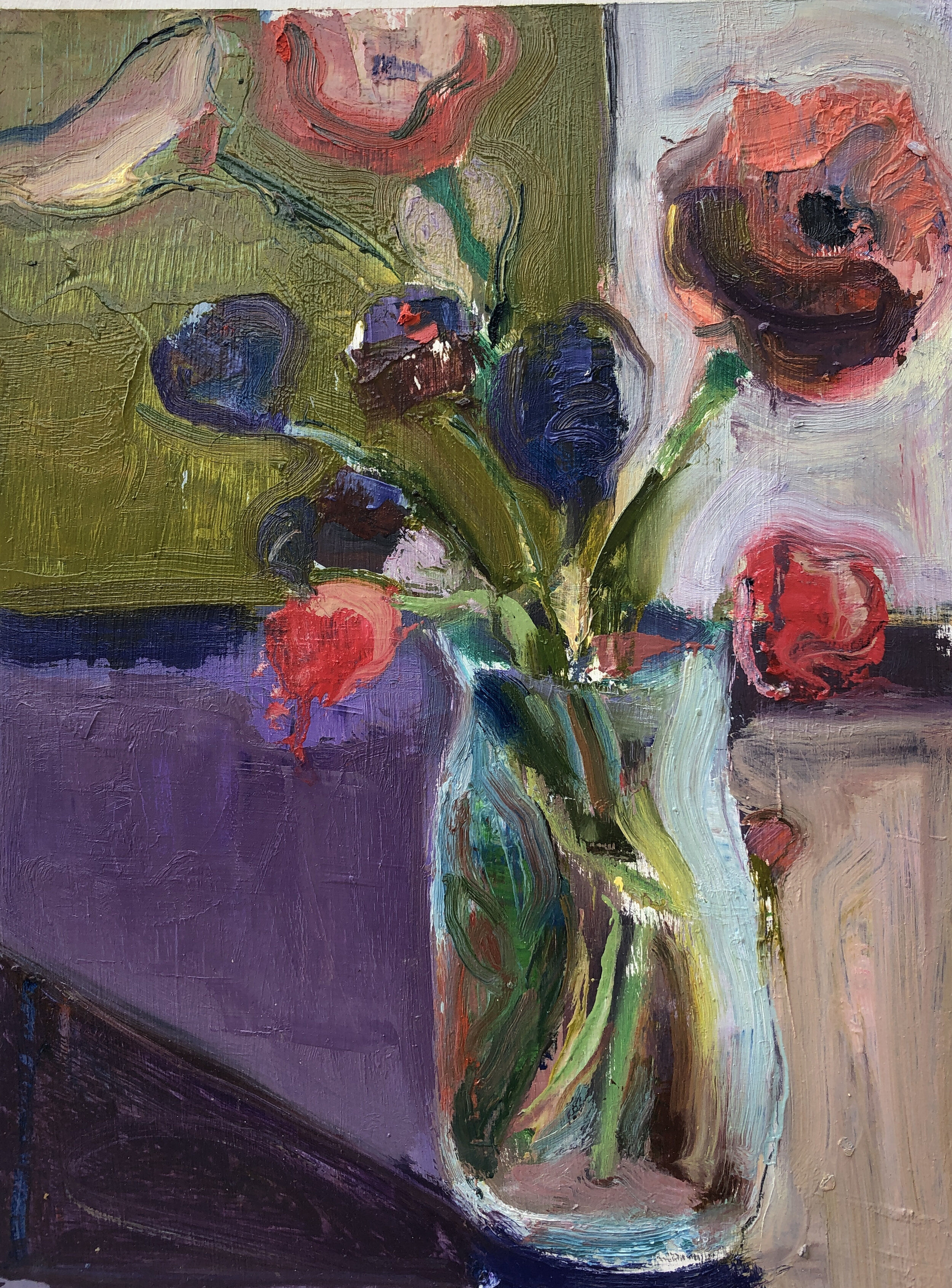 Roses 2021 - SOLD oil on paper 12” x 9” $300