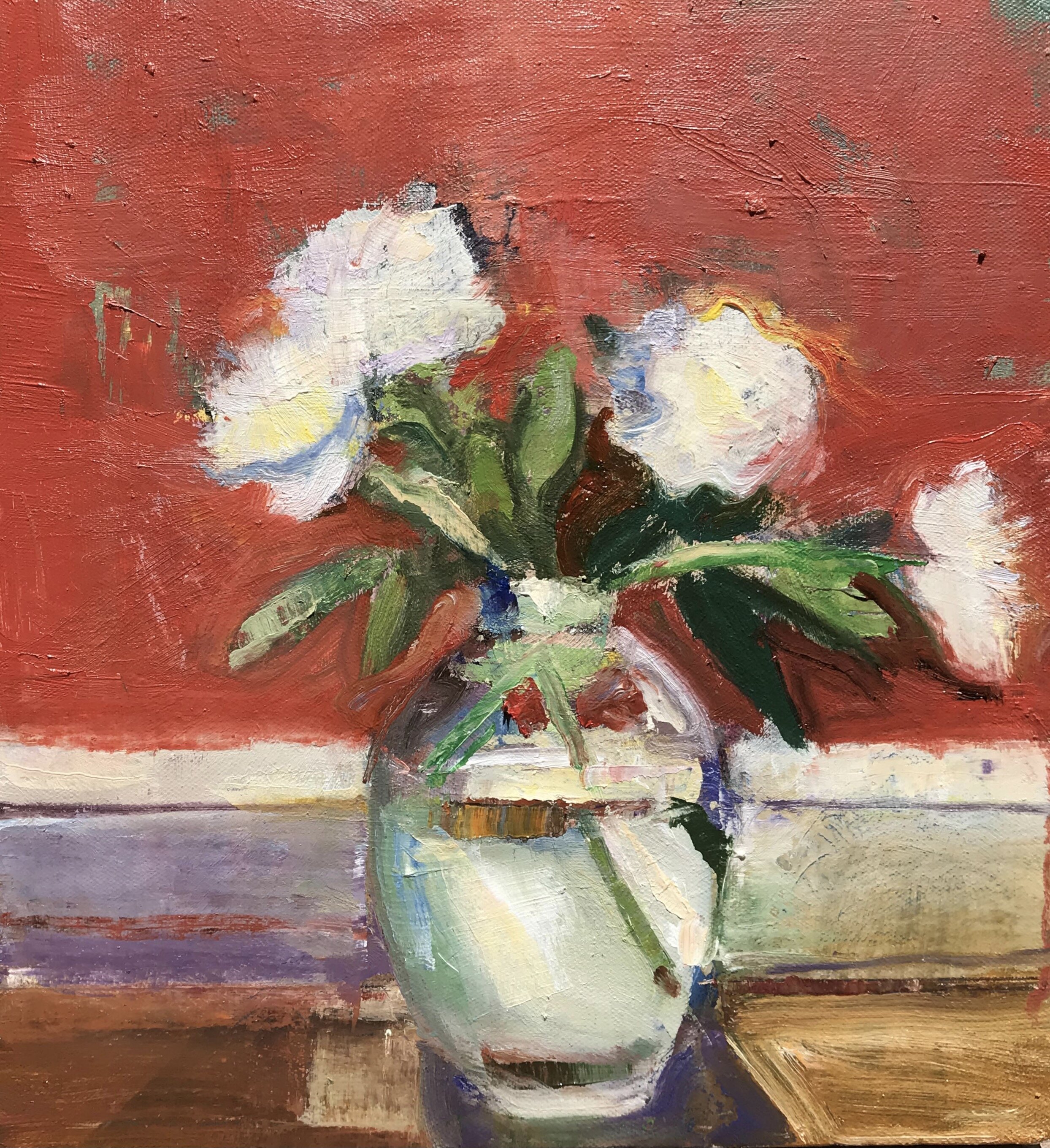 Dahlias 2021 SOLD oil on canvas 12.5” x 11.5” $300