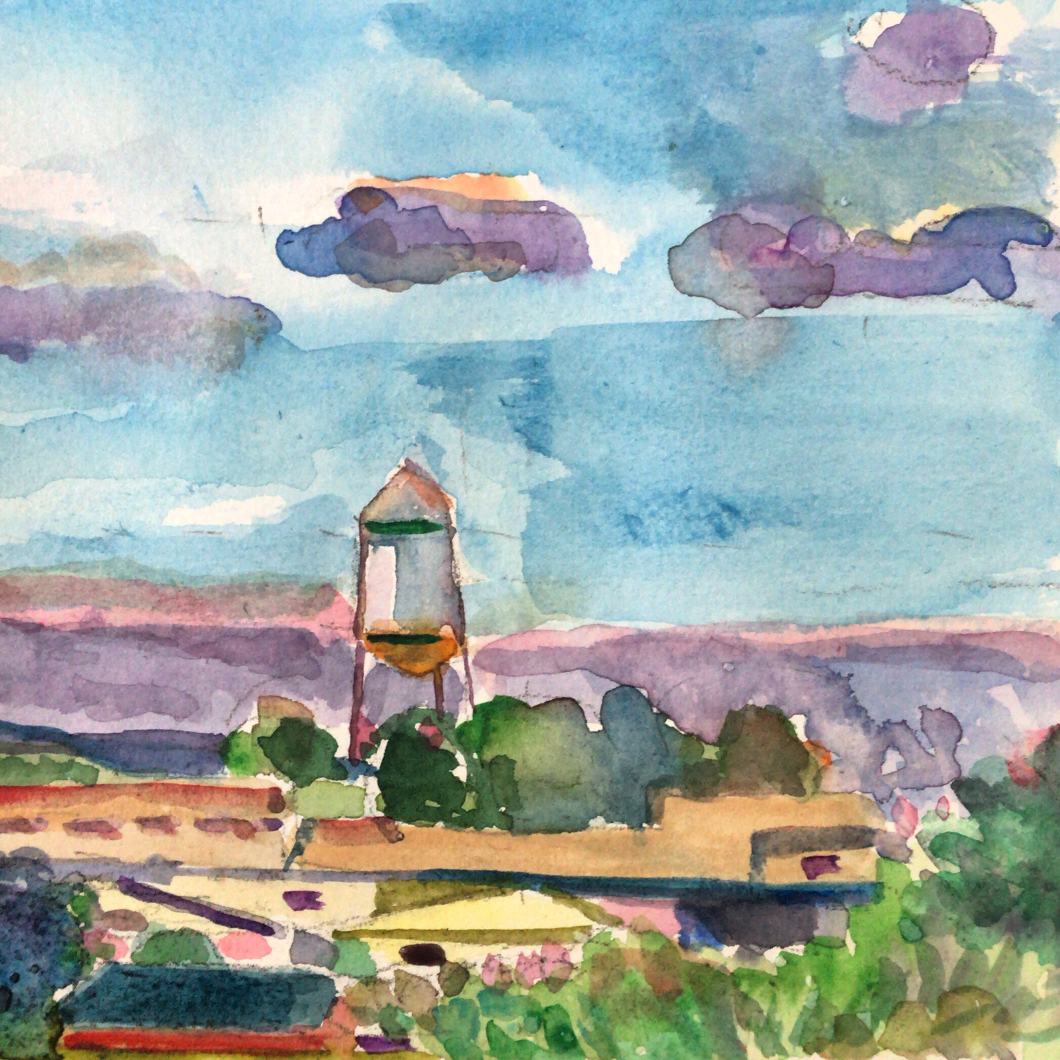 San Leandro Tower 2021 watercolor on paper 6” x 6” $50