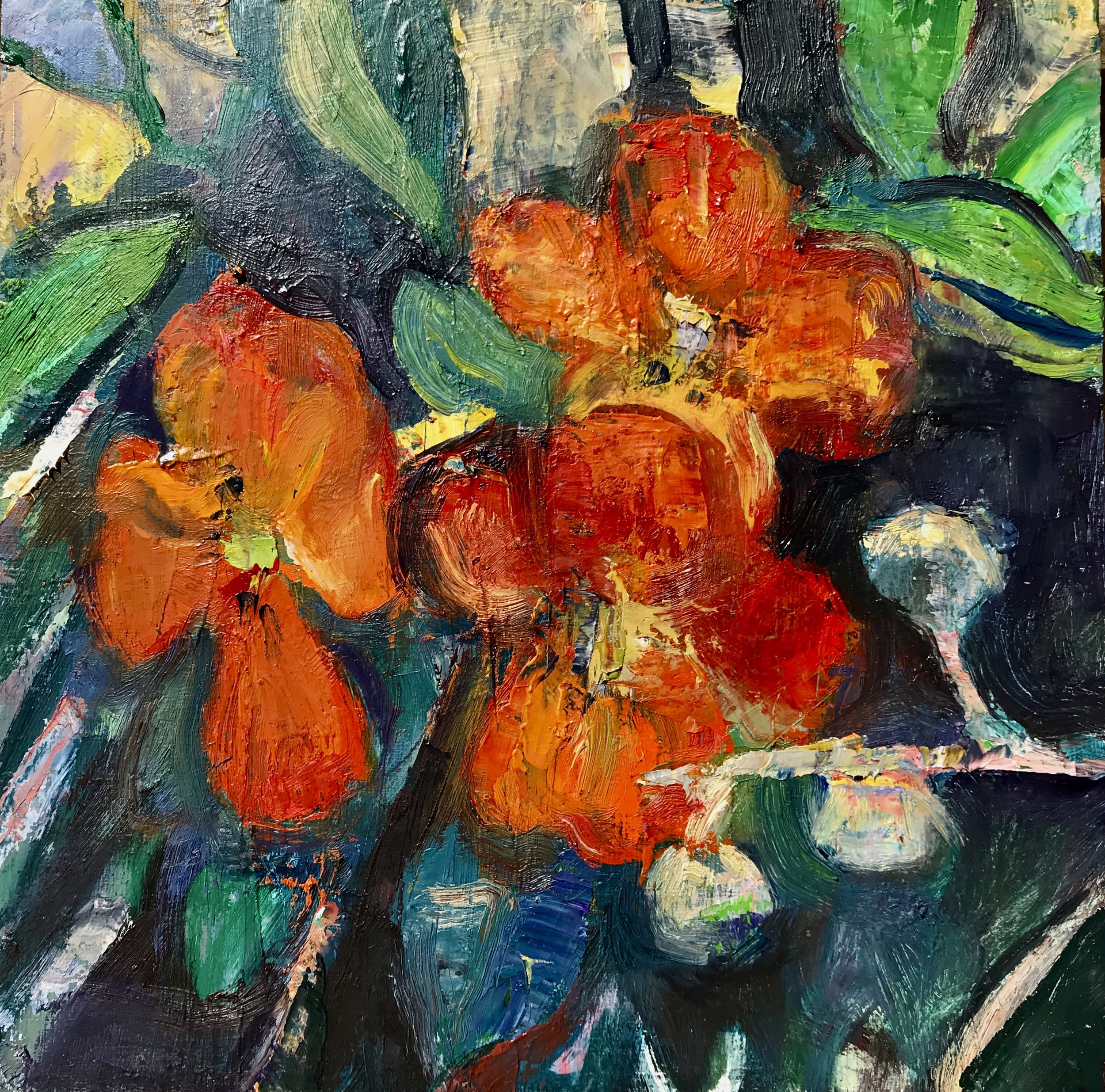 Nasturtiums 2022 oil on panel 8 x 8” $200