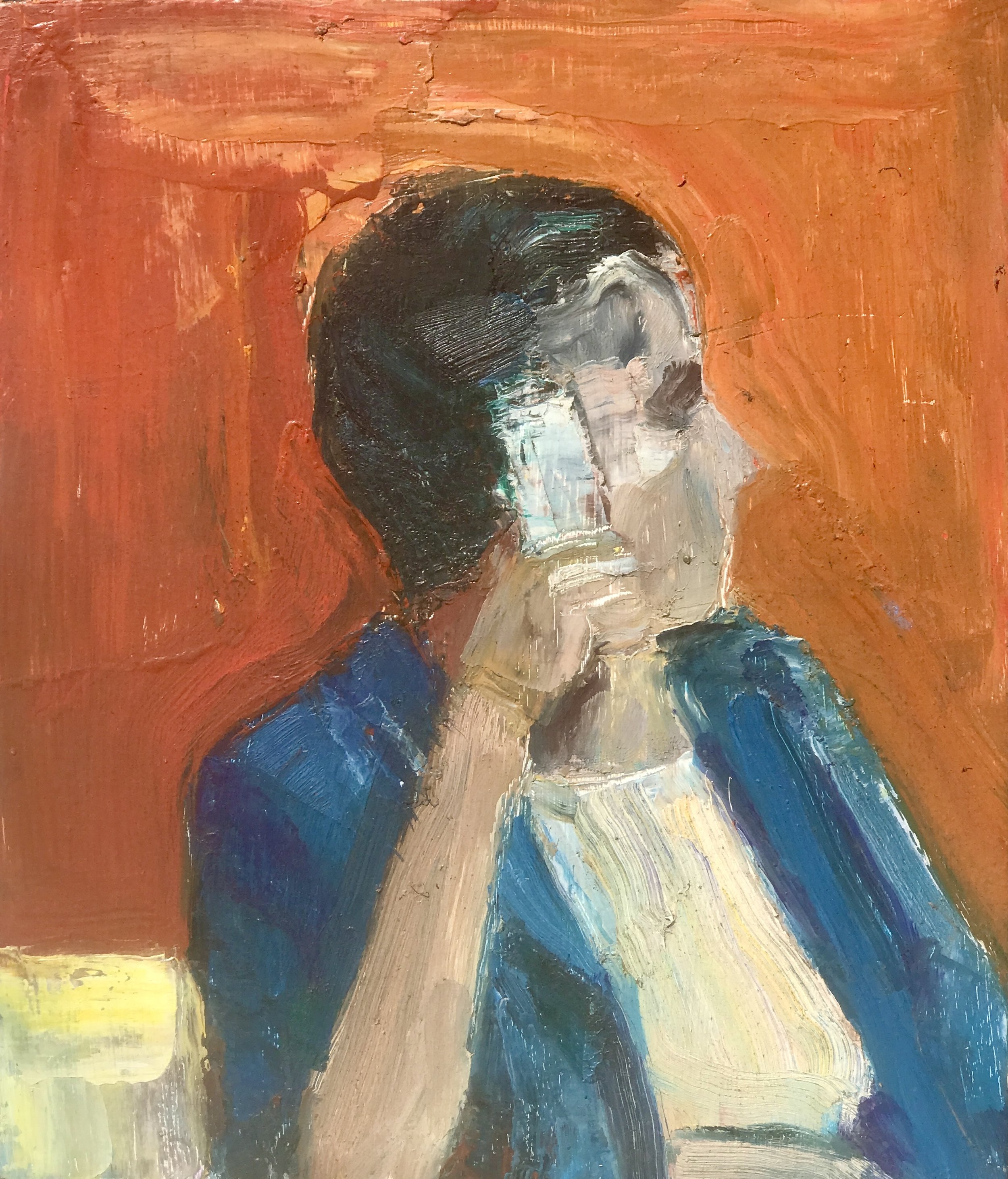 Woman with Glass 2020 oil on panel 8 x 10” $200