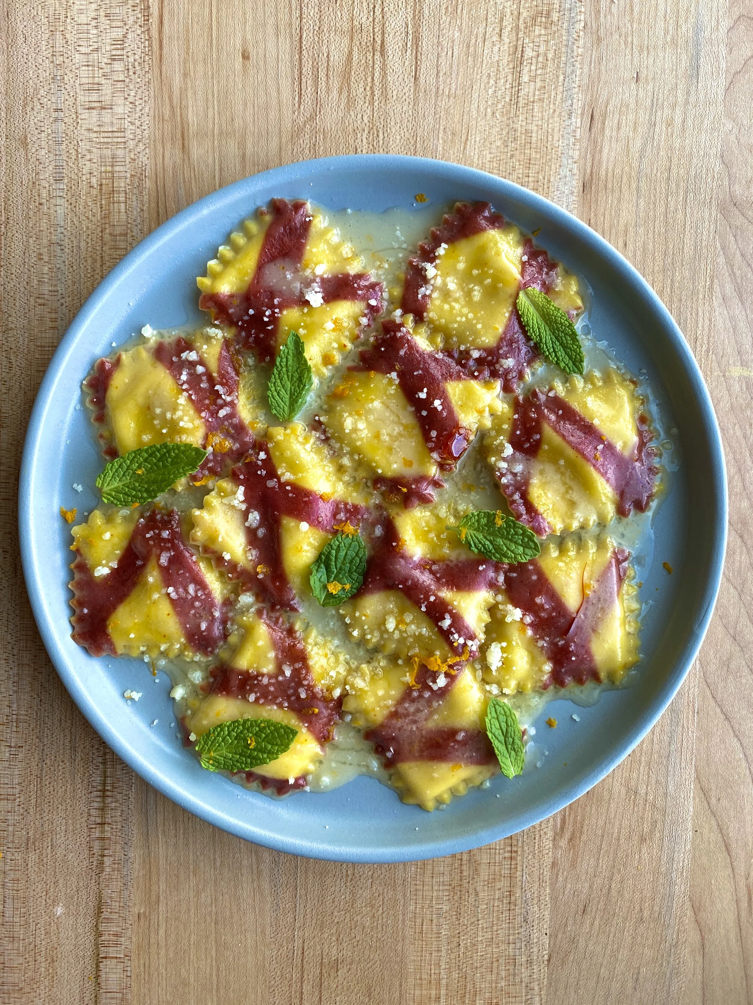 beet striped ravioli plated.JPG