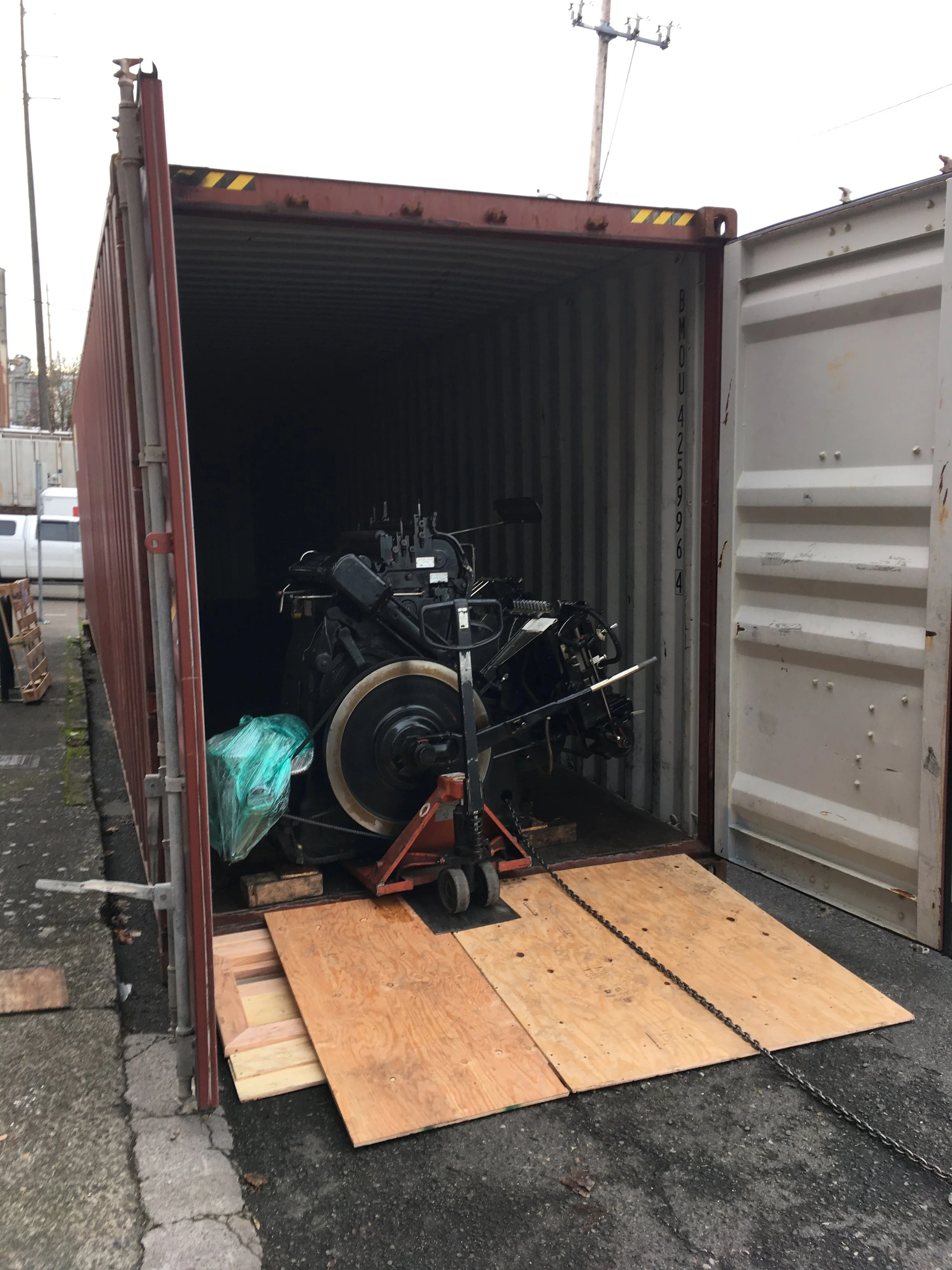 The first press into the storage container ….